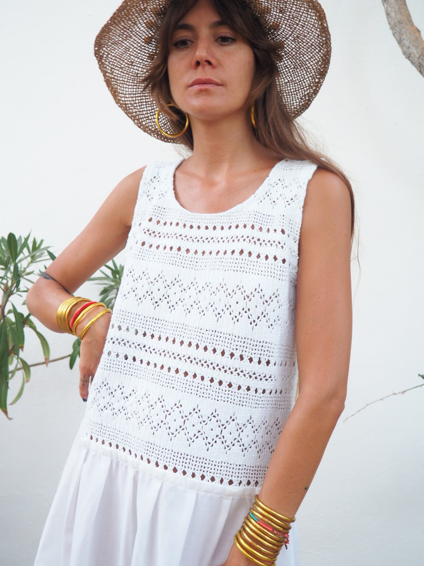 Amazing one off a kind white vintage crochet dress up-cycled by Vagabond Ibiza