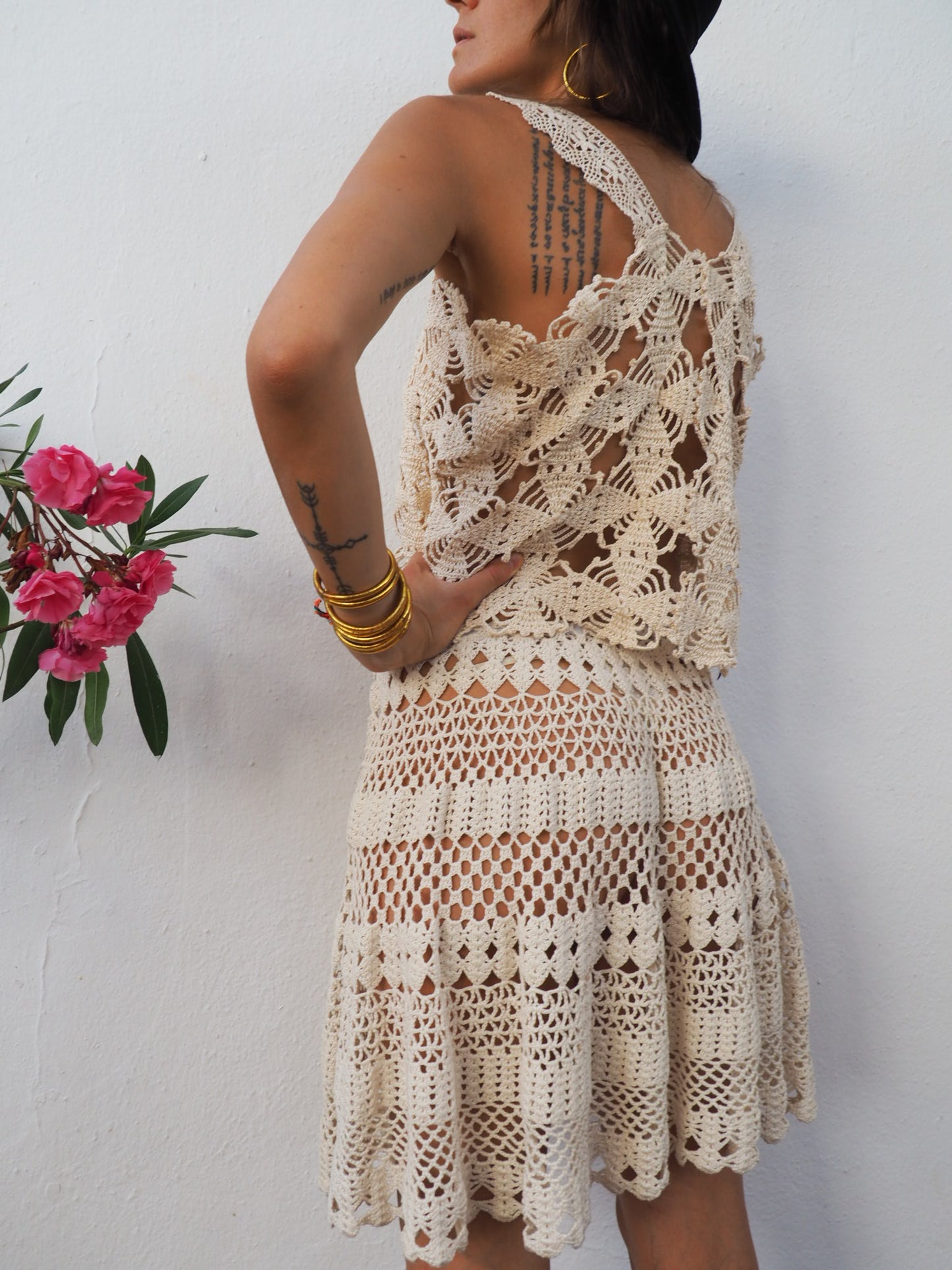 Amazing one of a kind cream vintage crochet lace top up-cycled by Vagabond Ibiza