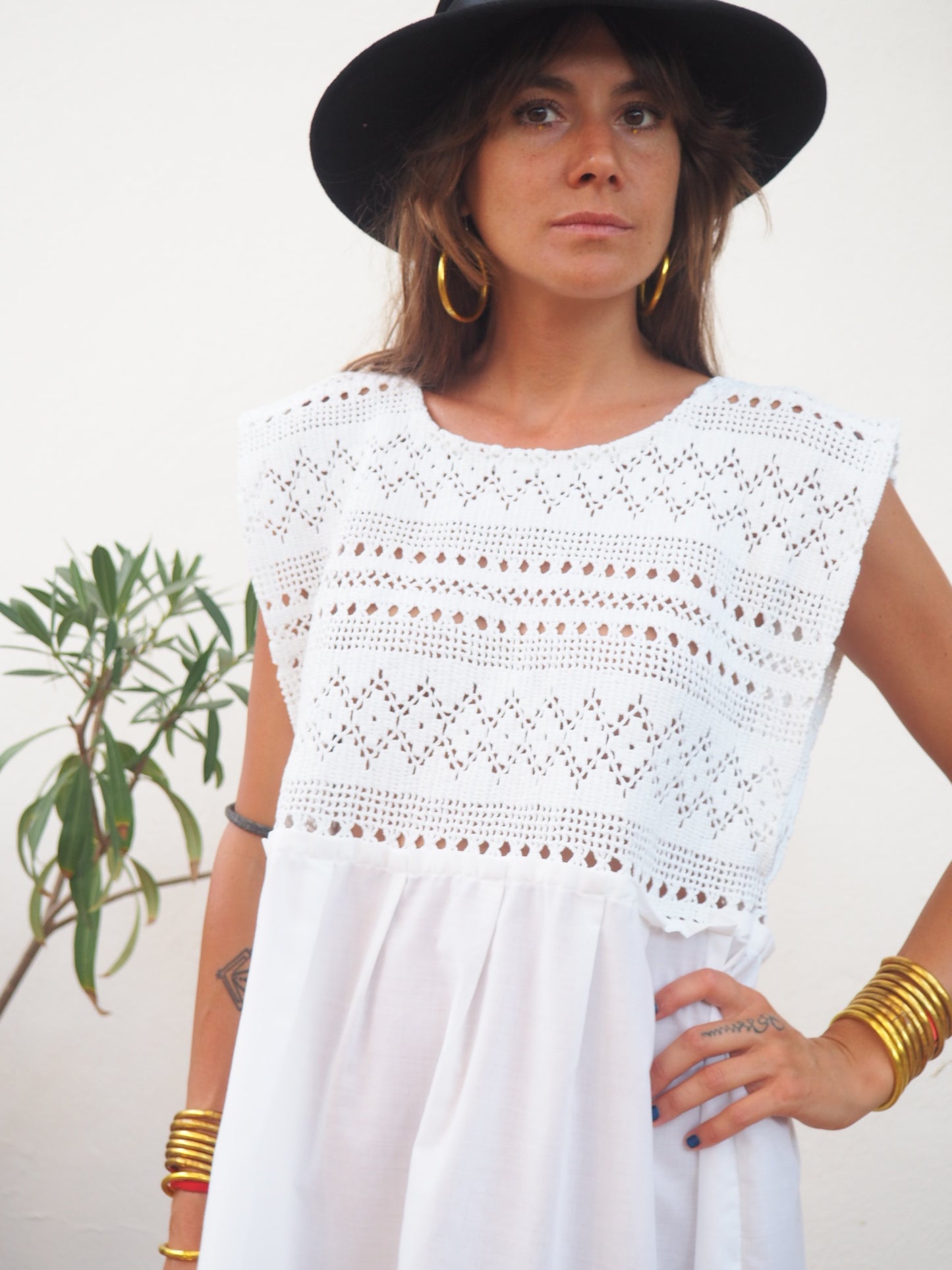 Amazing one off a kind white vintage crochet dress up-cycled by Vagabond Ibiza