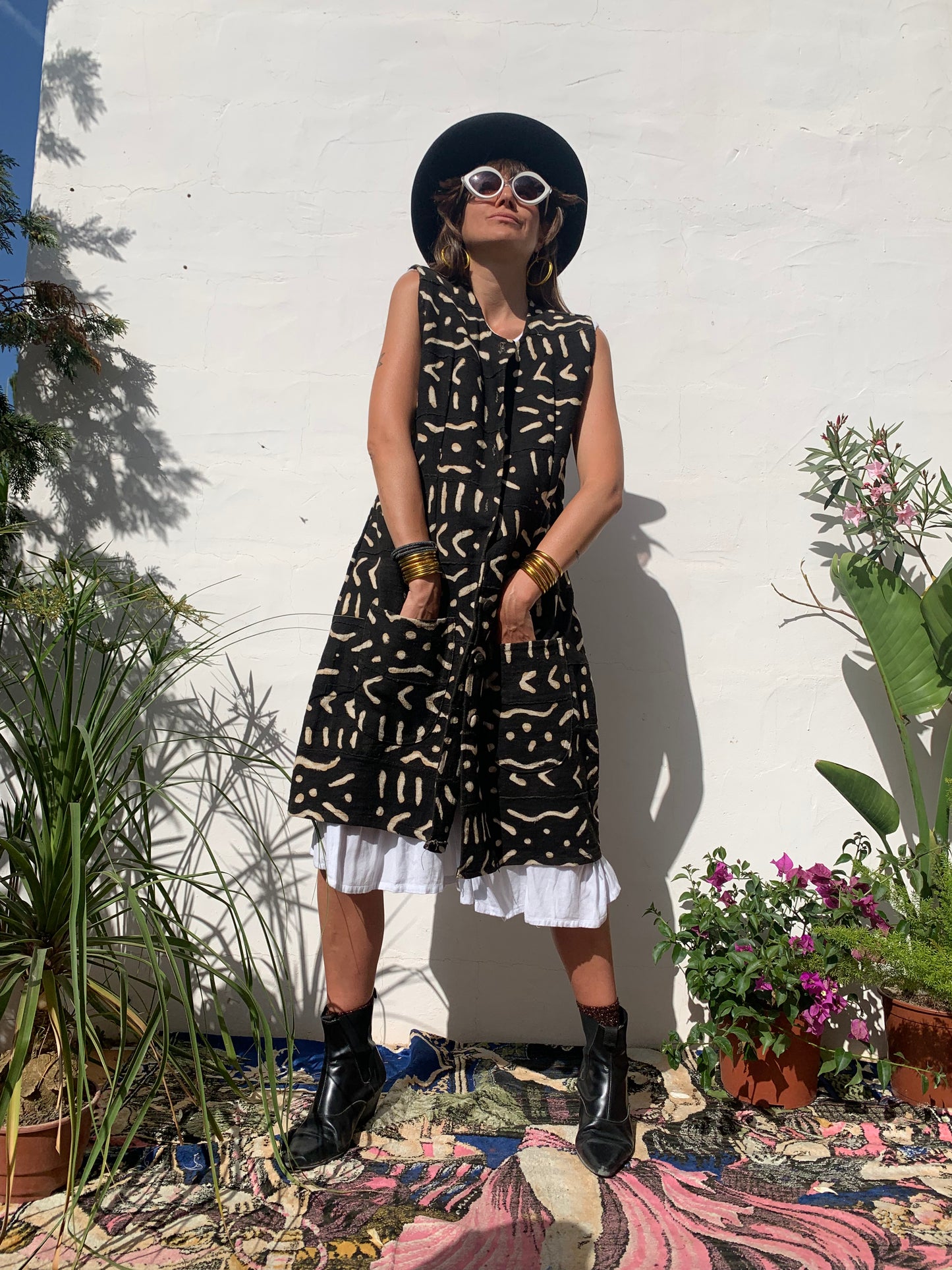 Vintage Mail African mud print waistcoat/dress