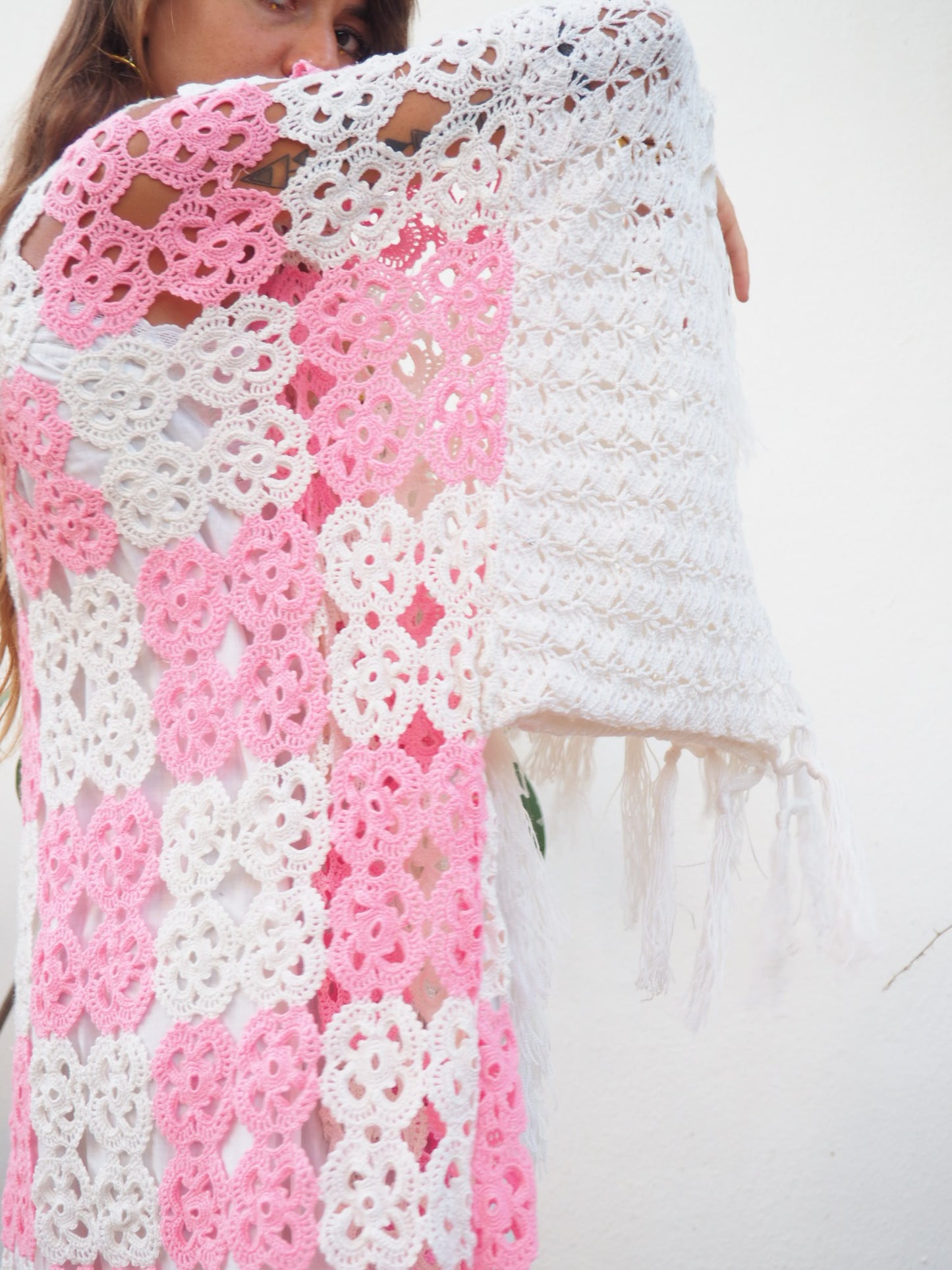Amazing one of a kind up-cycled crochet kimono by Vagabond Ibiza