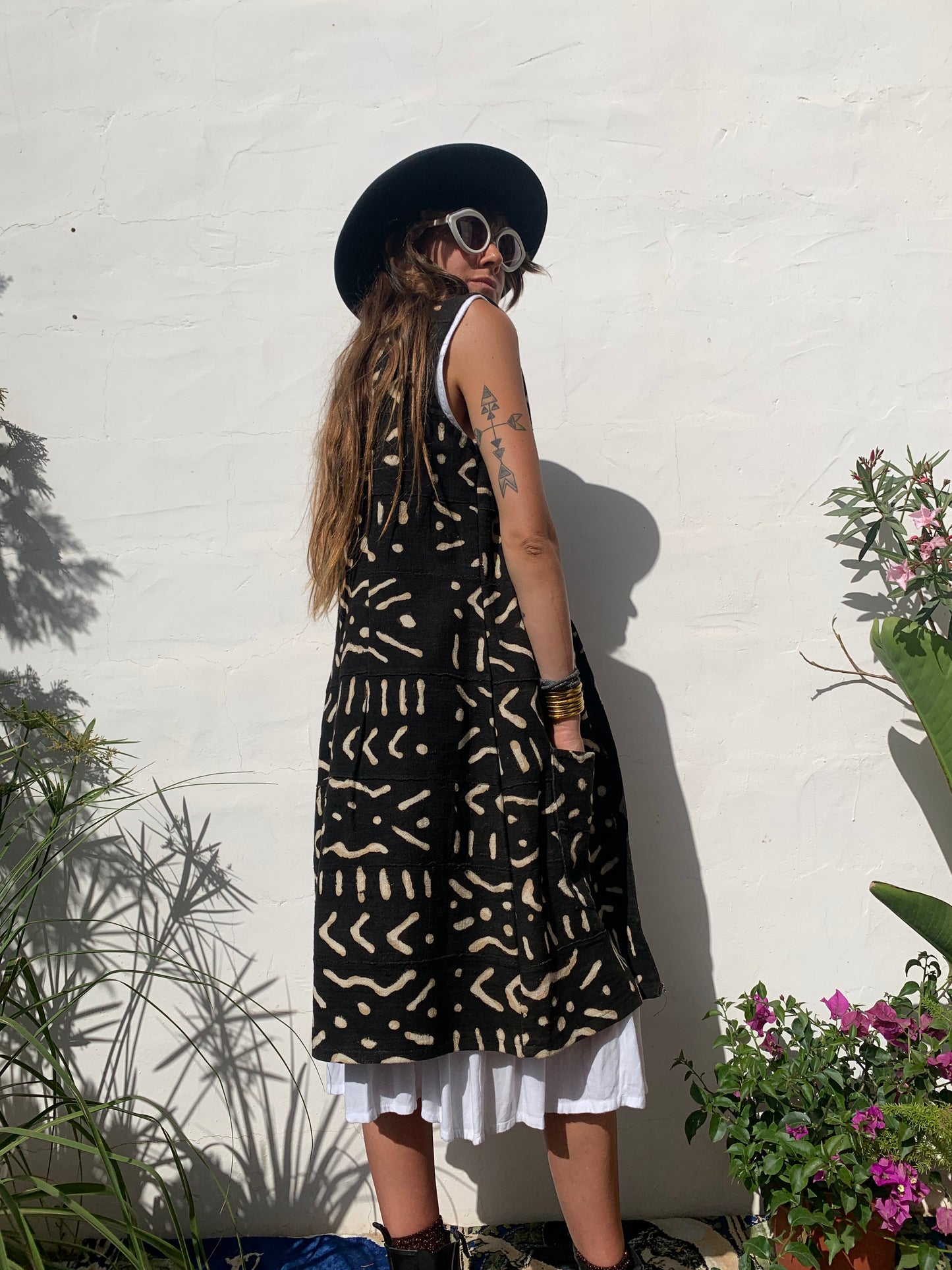 Vintage Mail African mud print waistcoat/dress