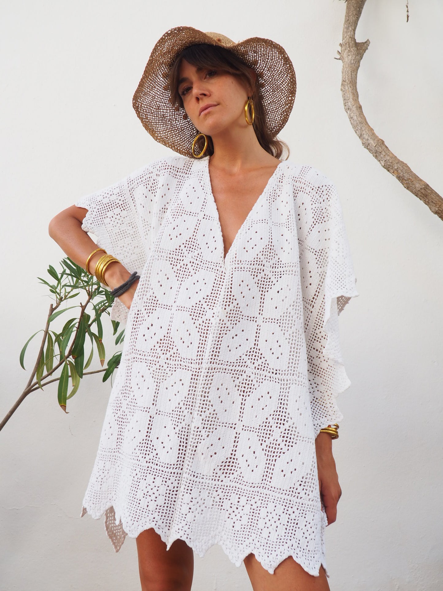 Amazing one off a kind white vintage crochet dress up-cycled by Vagabond Ibiza
