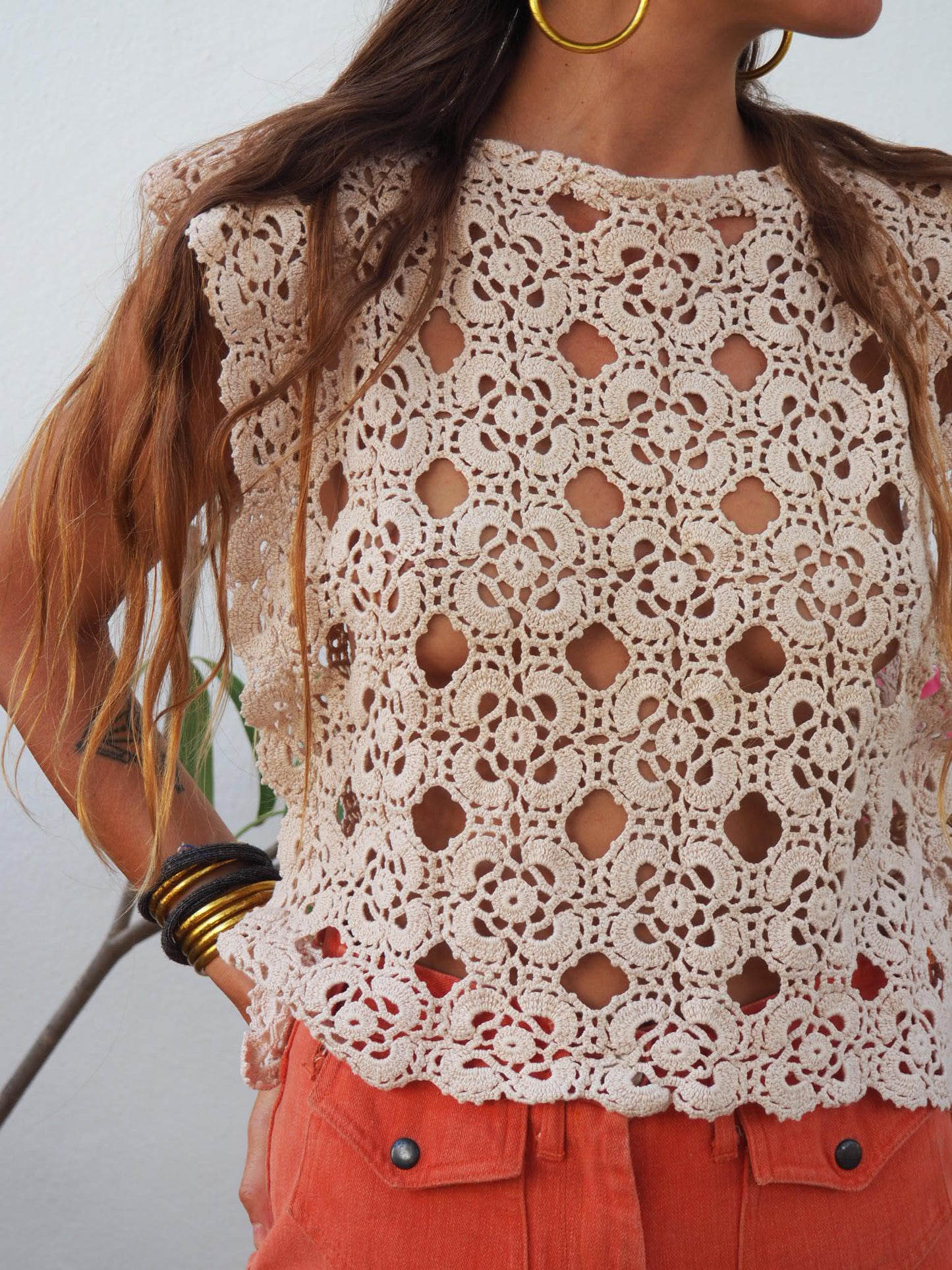 Amazing one off a kind cream vintage crochet lace top up-cycled by Vagabond Ibiza