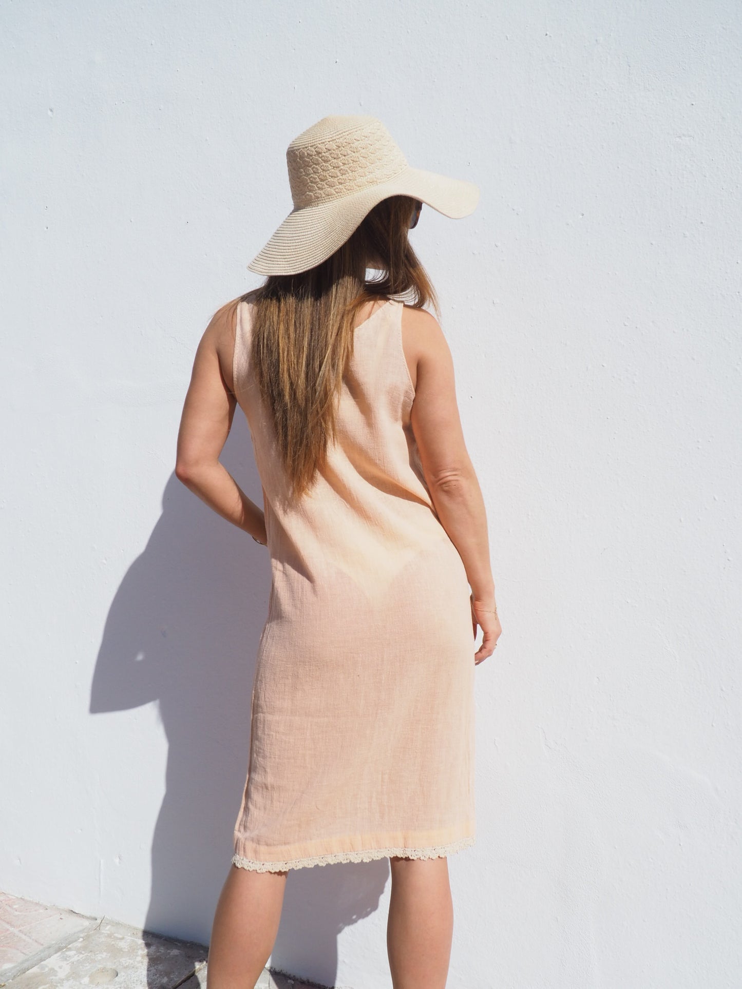 Vintage cotton slip dress in pale pink