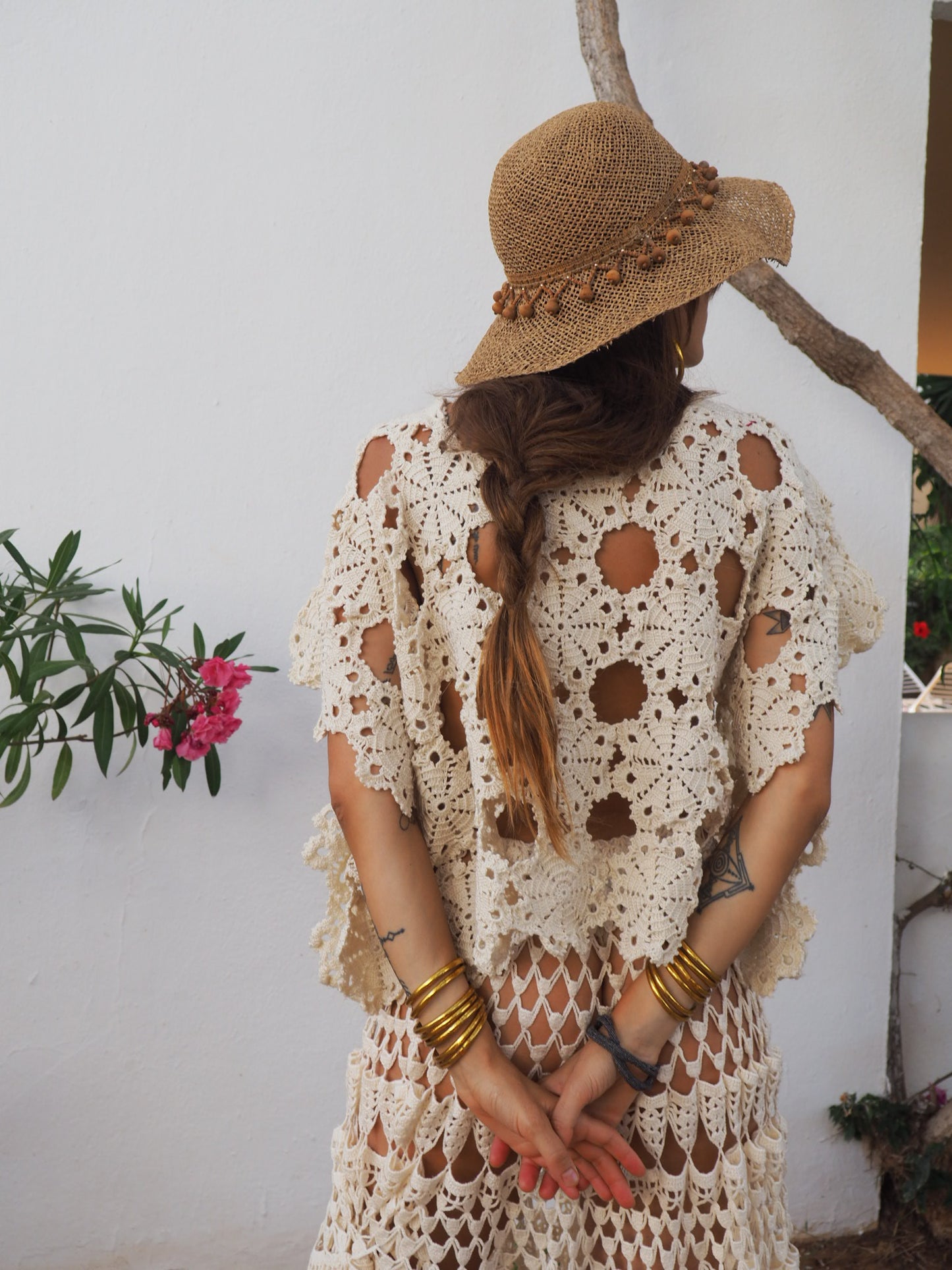 Amazing one of a kind cream vintage crochet lace top up-cycled by Vagabond Ibiza