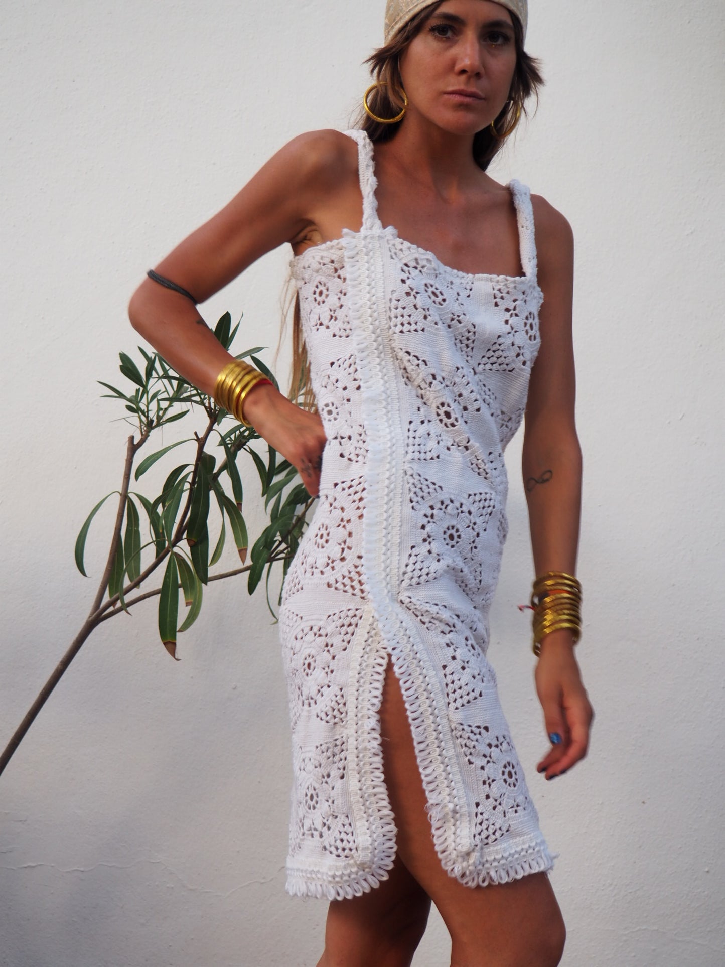 Amazing one off a kind white vintage crochet dress up-cycled by Vagabond Ibiza