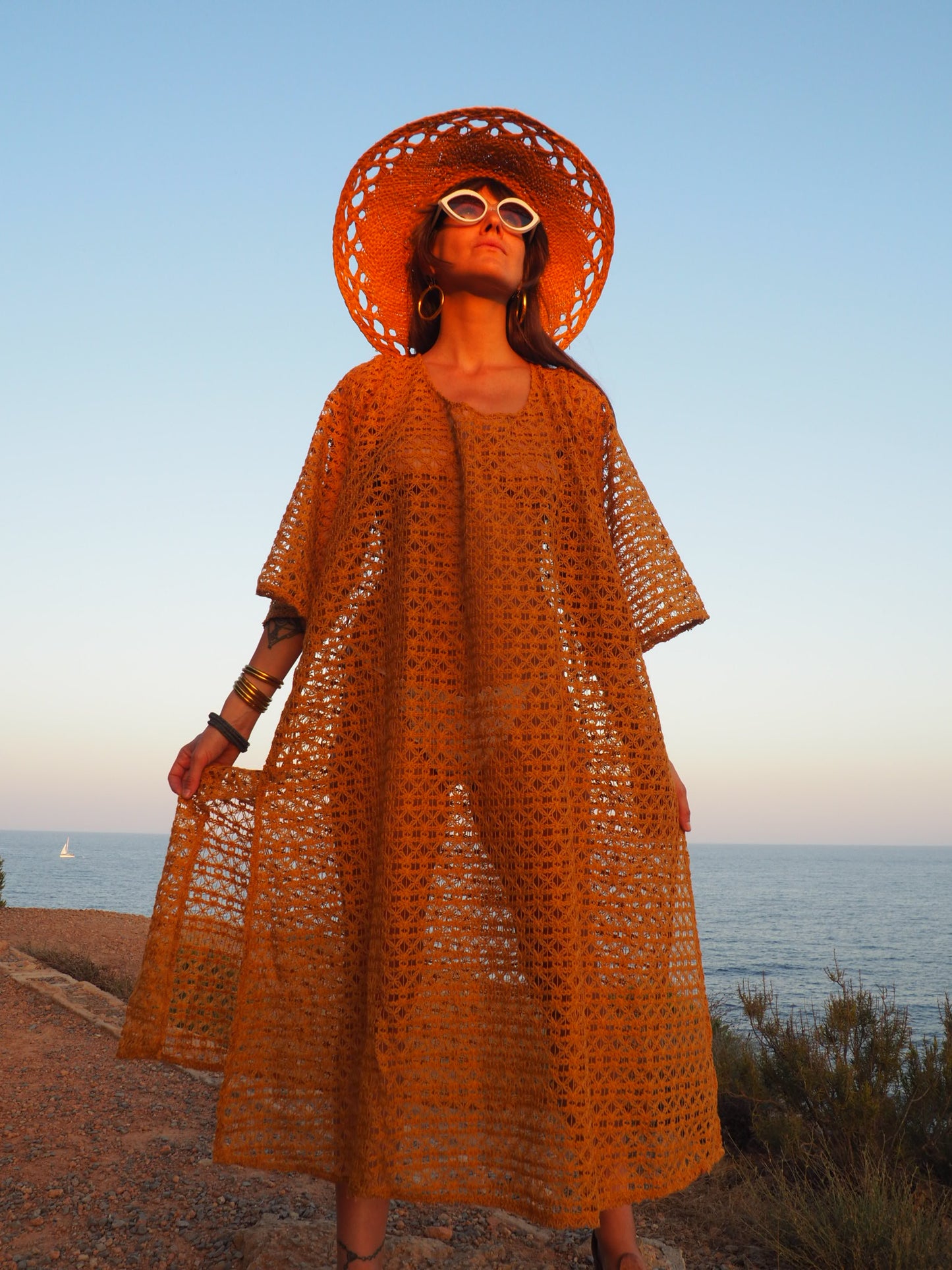 Vintage textiles up-cycled over side dress by Vagabond Ibiza