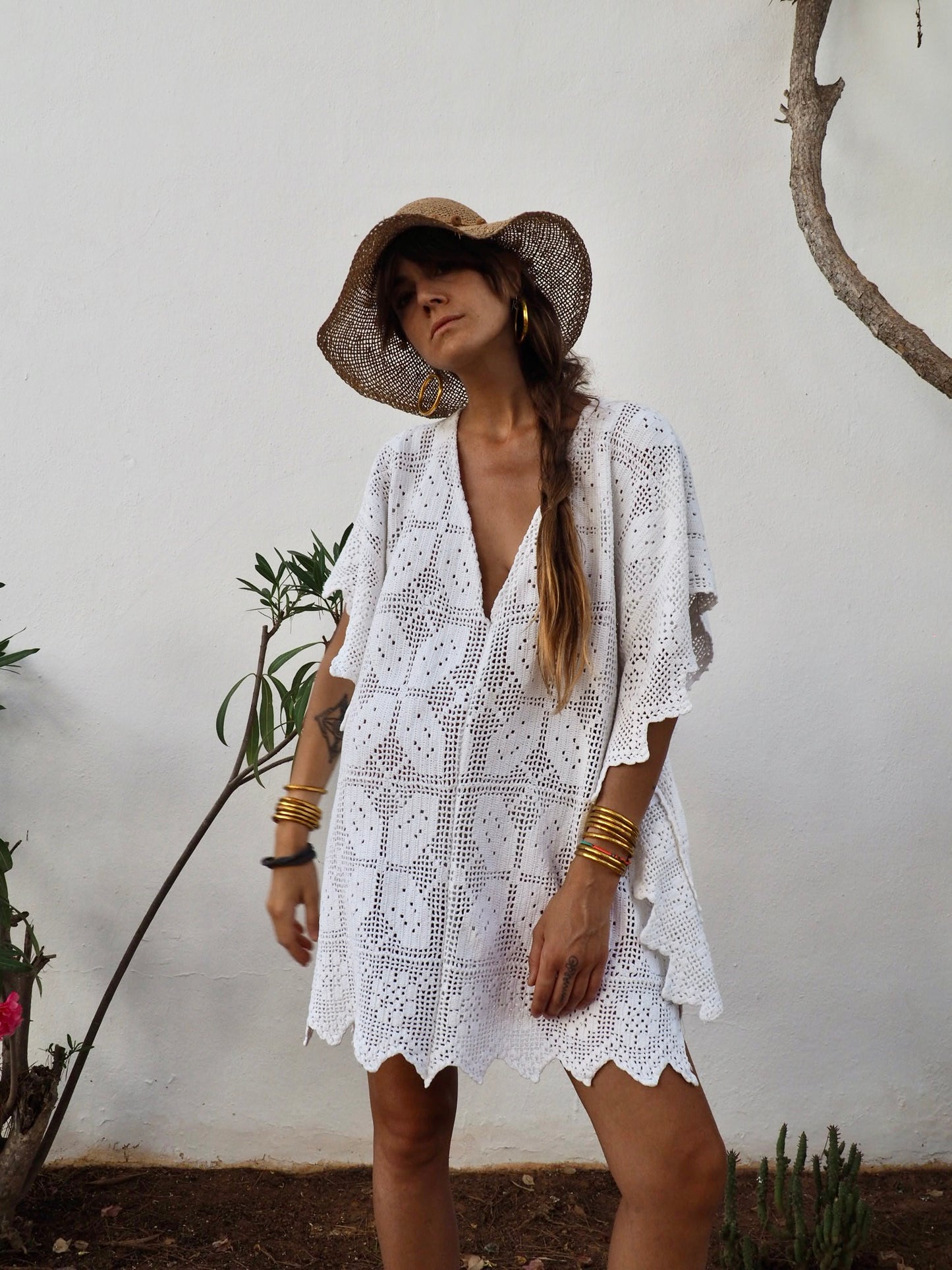 Amazing one off a kind white vintage crochet dress up-cycled by Vagabond Ibiza