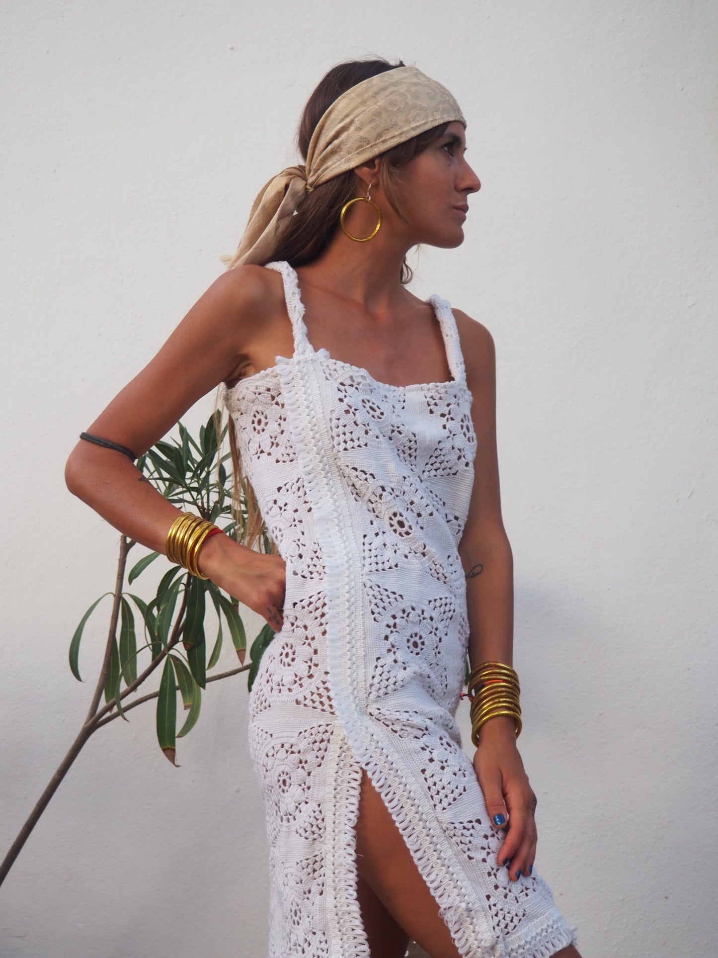 Amazing one off a kind white vintage crochet dress up-cycled by Vagabond Ibiza