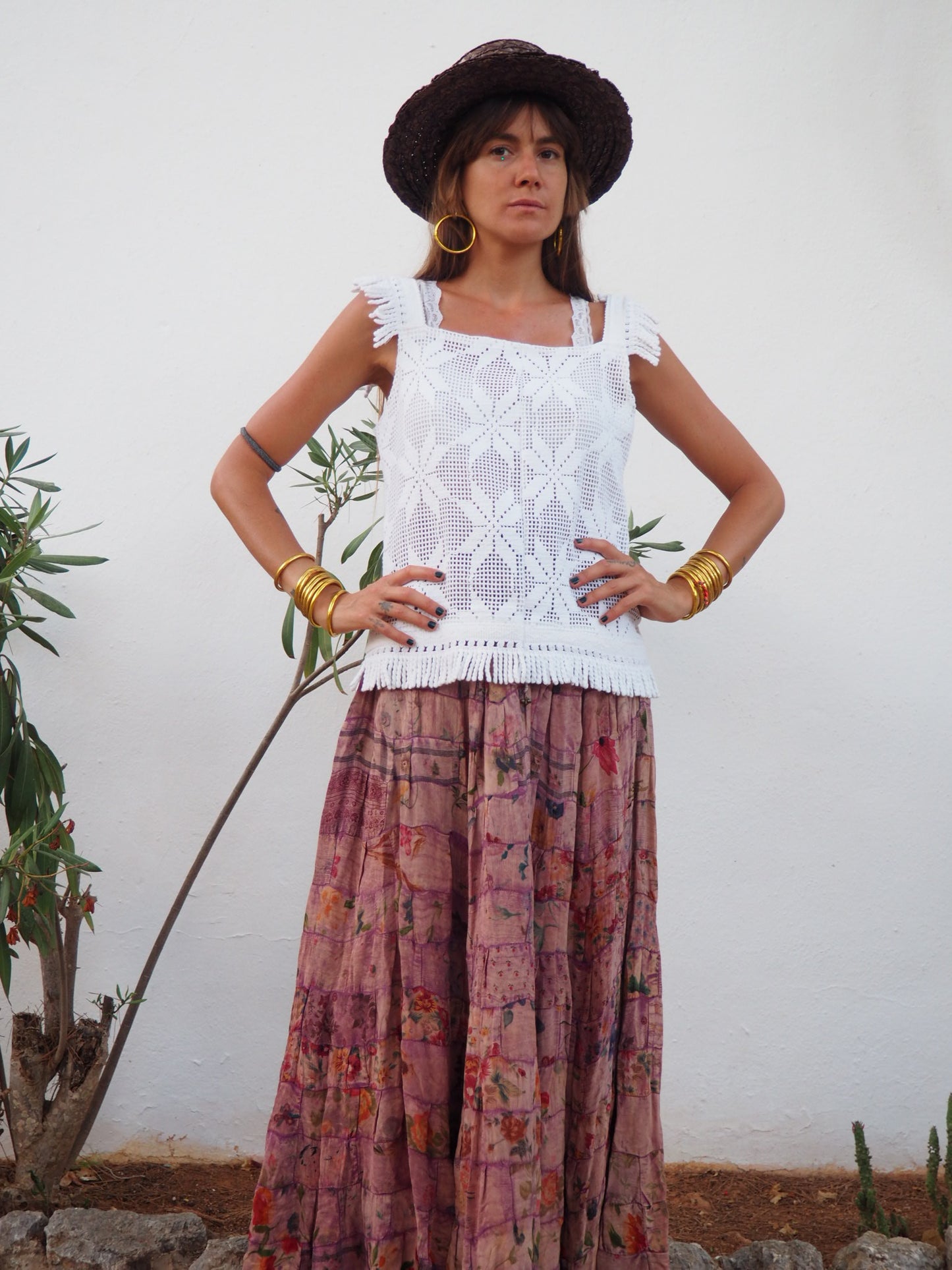 Amazing one off a kind white vintage crochet lace top up-cycled by Vagabond Ibiza