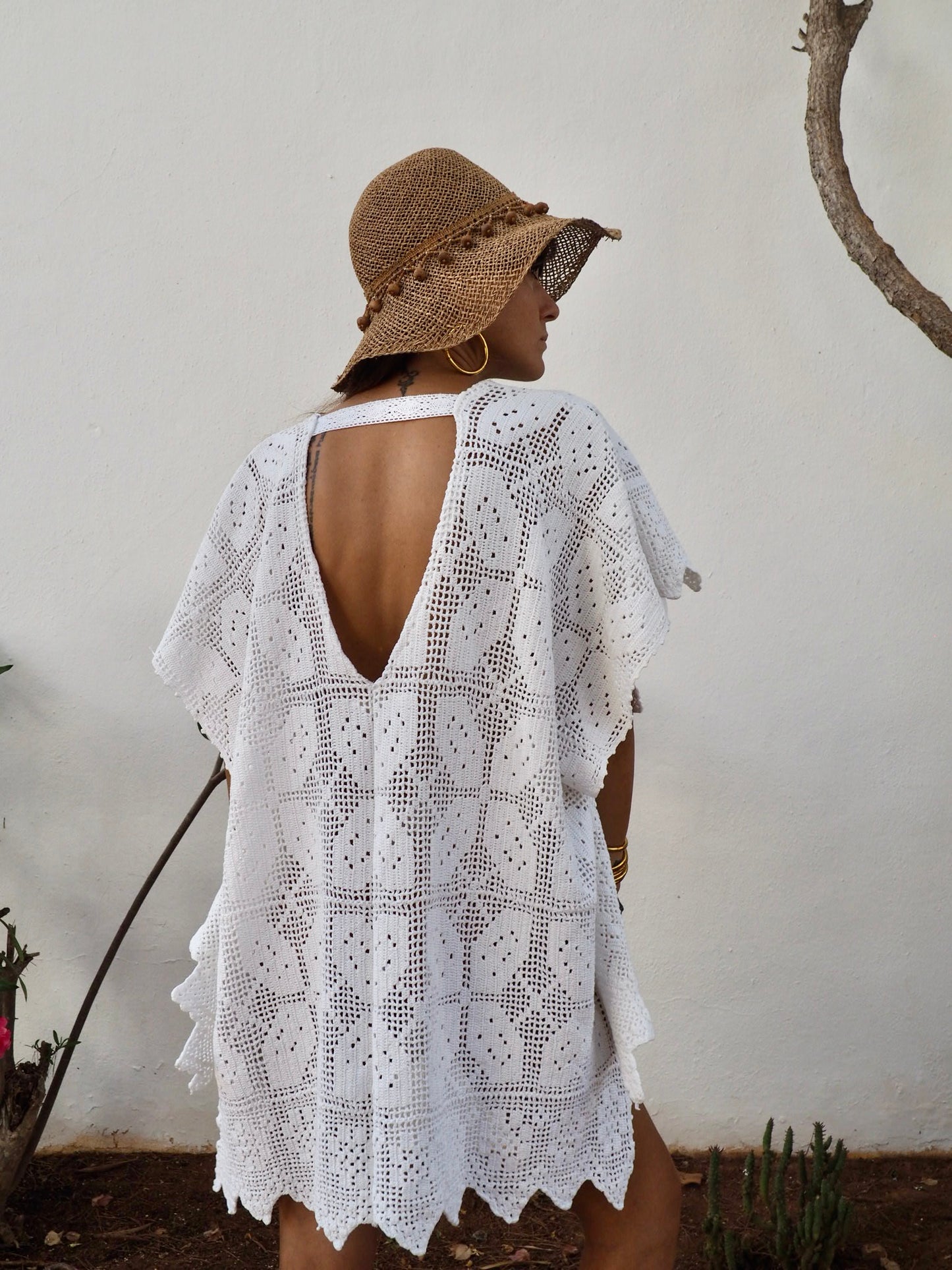 Amazing one off a kind white vintage crochet dress up-cycled by Vagabond Ibiza