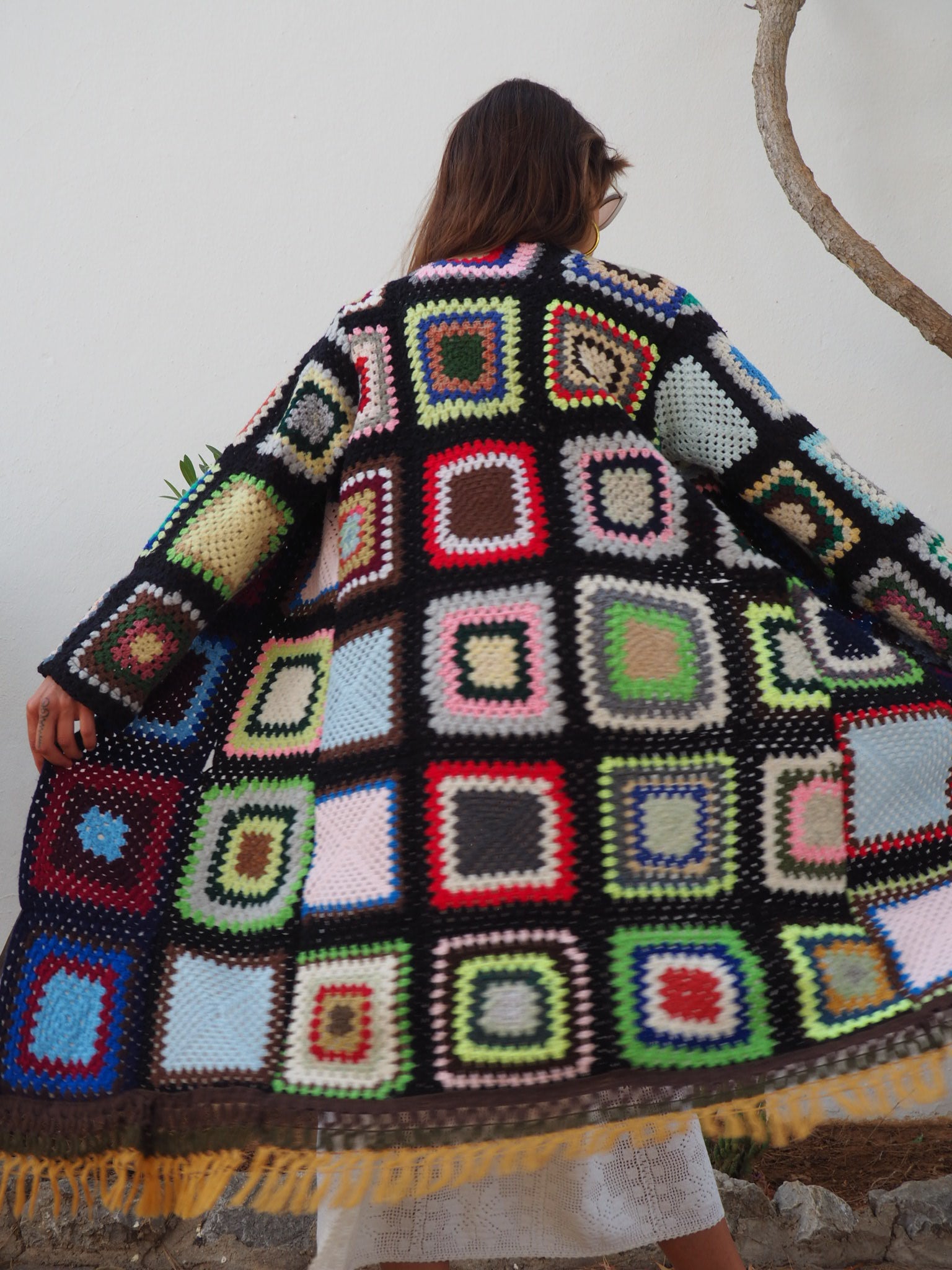 Vintage 1970’s Granny Square Crochet Up-cycled Jacket