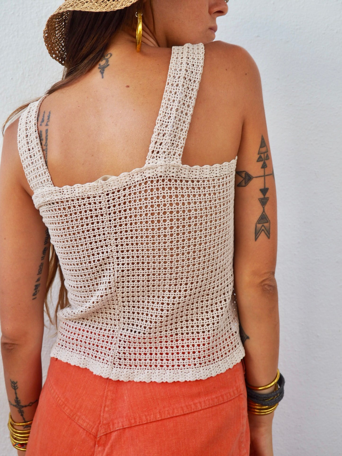 Amazing one off a kind cream vintage crochet lace top up-cycled by Vagabond Ibiza