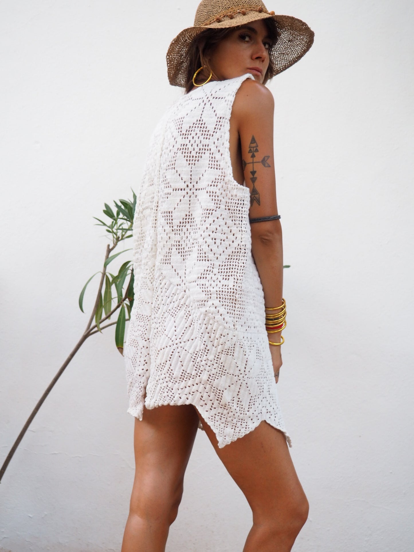 Amazing one off a kind white vintage crochet dress up-cycled by Vagabond Ibiza