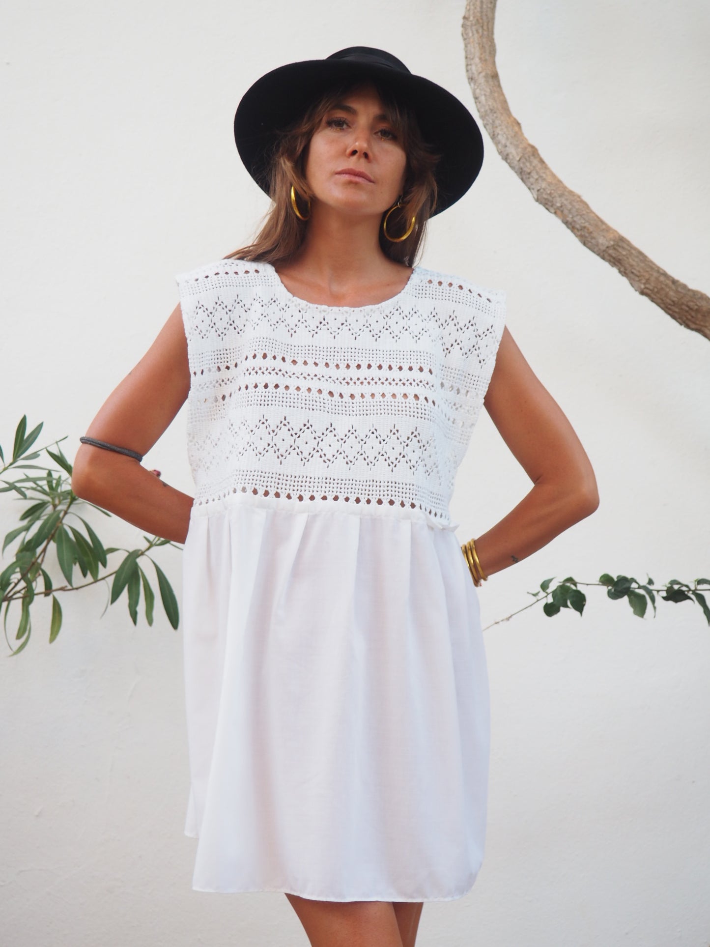 Amazing one off a kind white vintage crochet dress up-cycled by Vagabond Ibiza