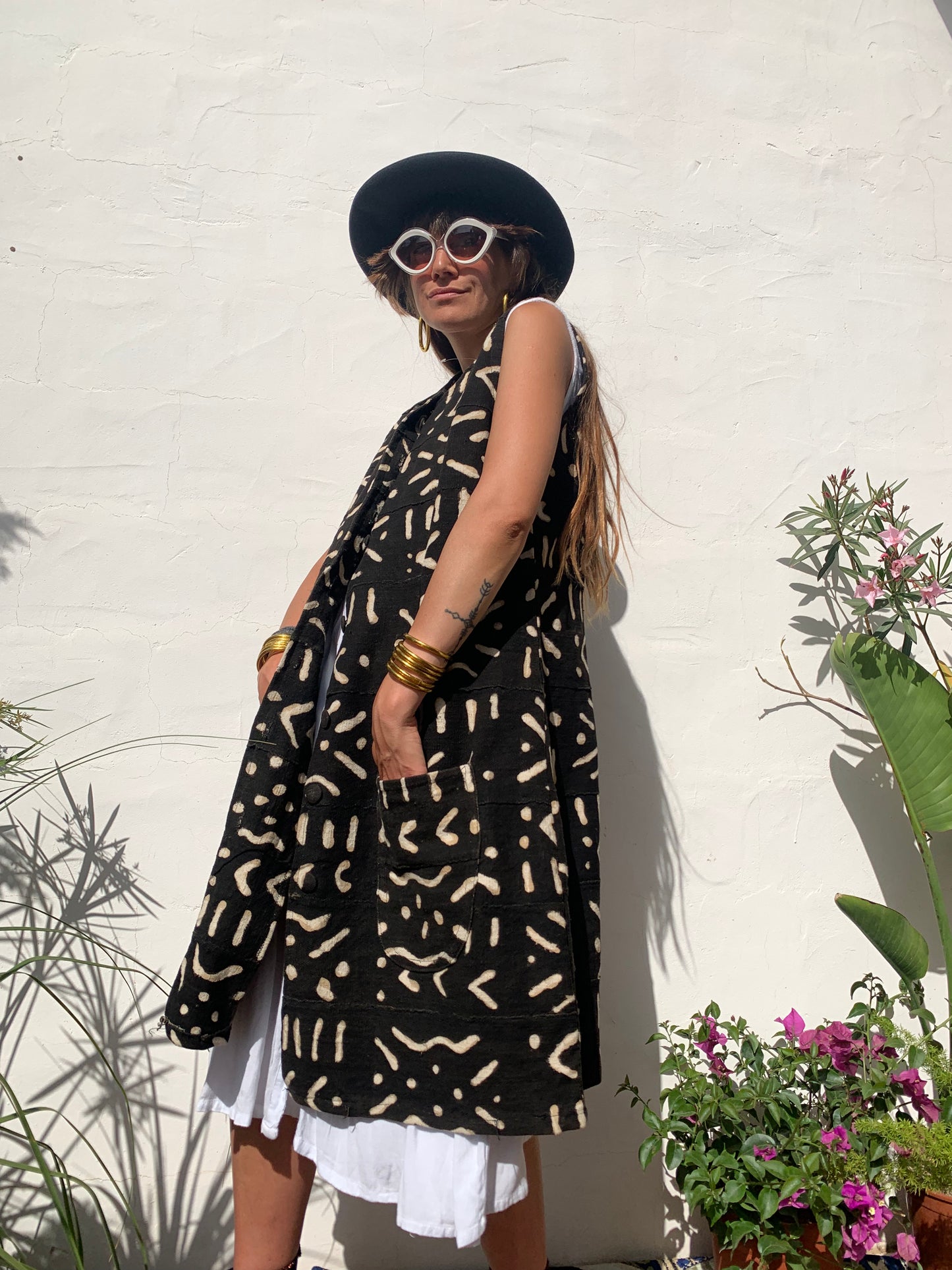 Vintage Mail African mud print waistcoat/dress