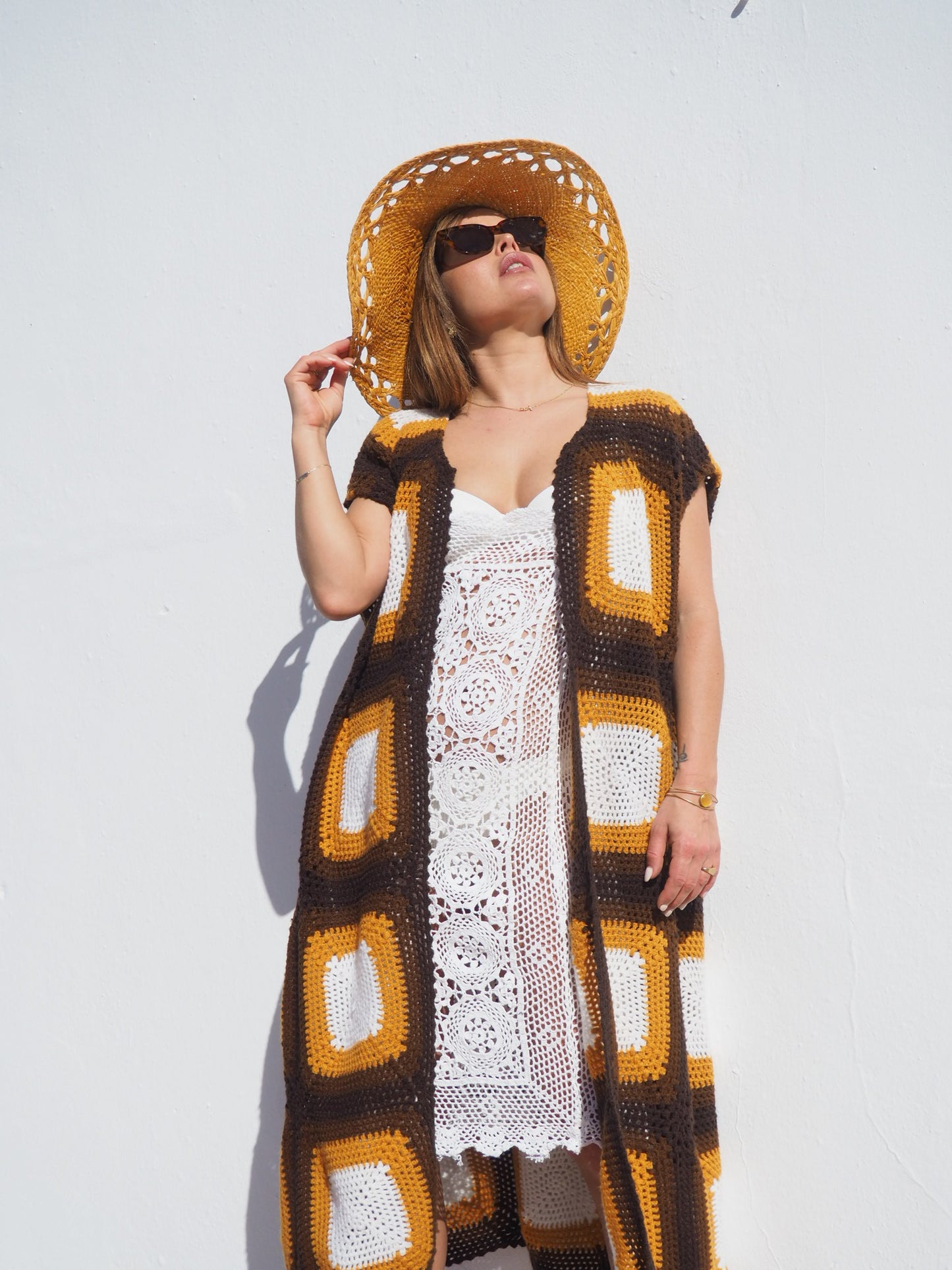 Vintage Super Cool Granny 1970’s Crochet Blanket Jacket Up-cycled
