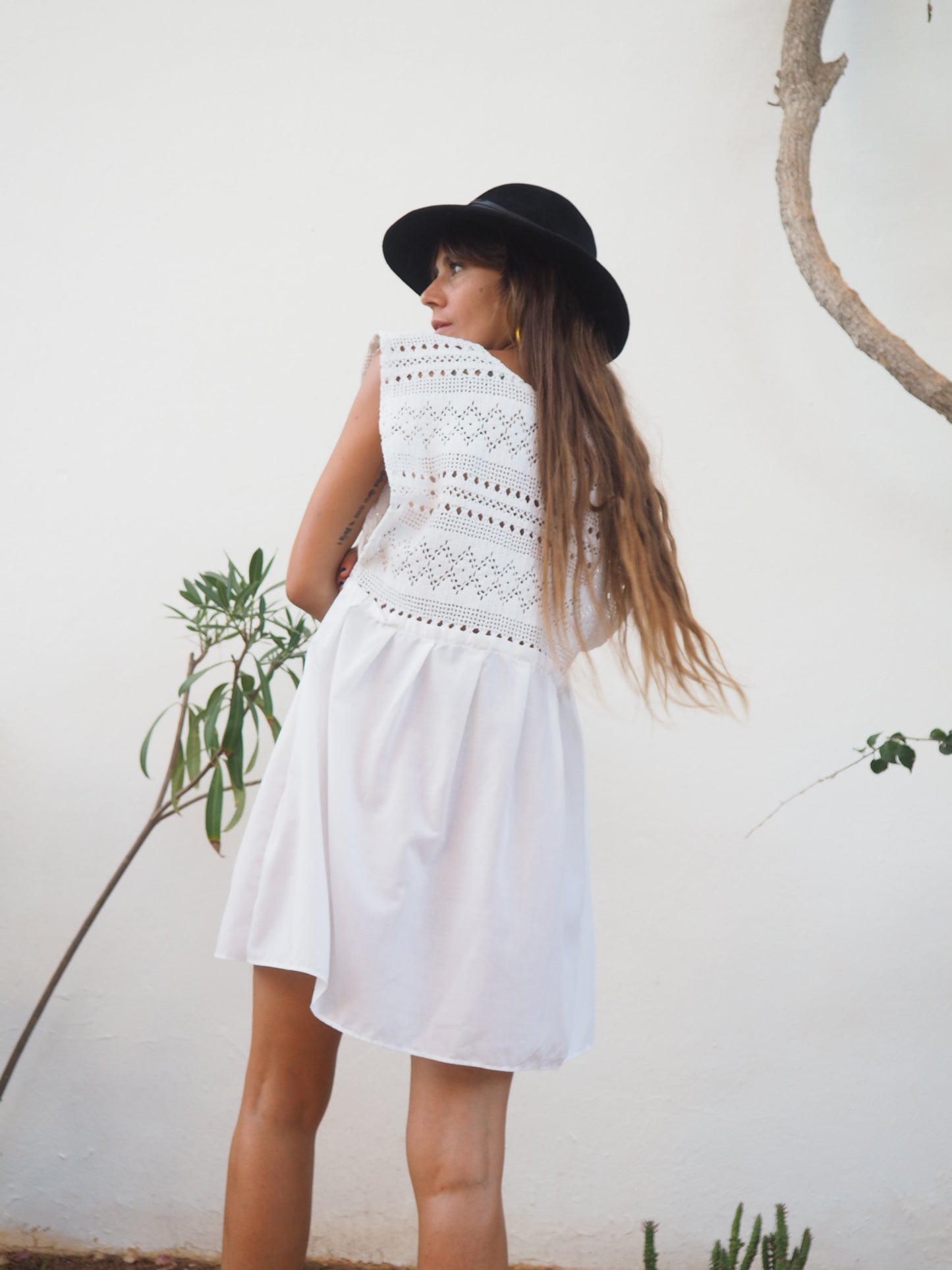 Amazing one off a kind white vintage crochet dress up-cycled by Vagabond Ibiza