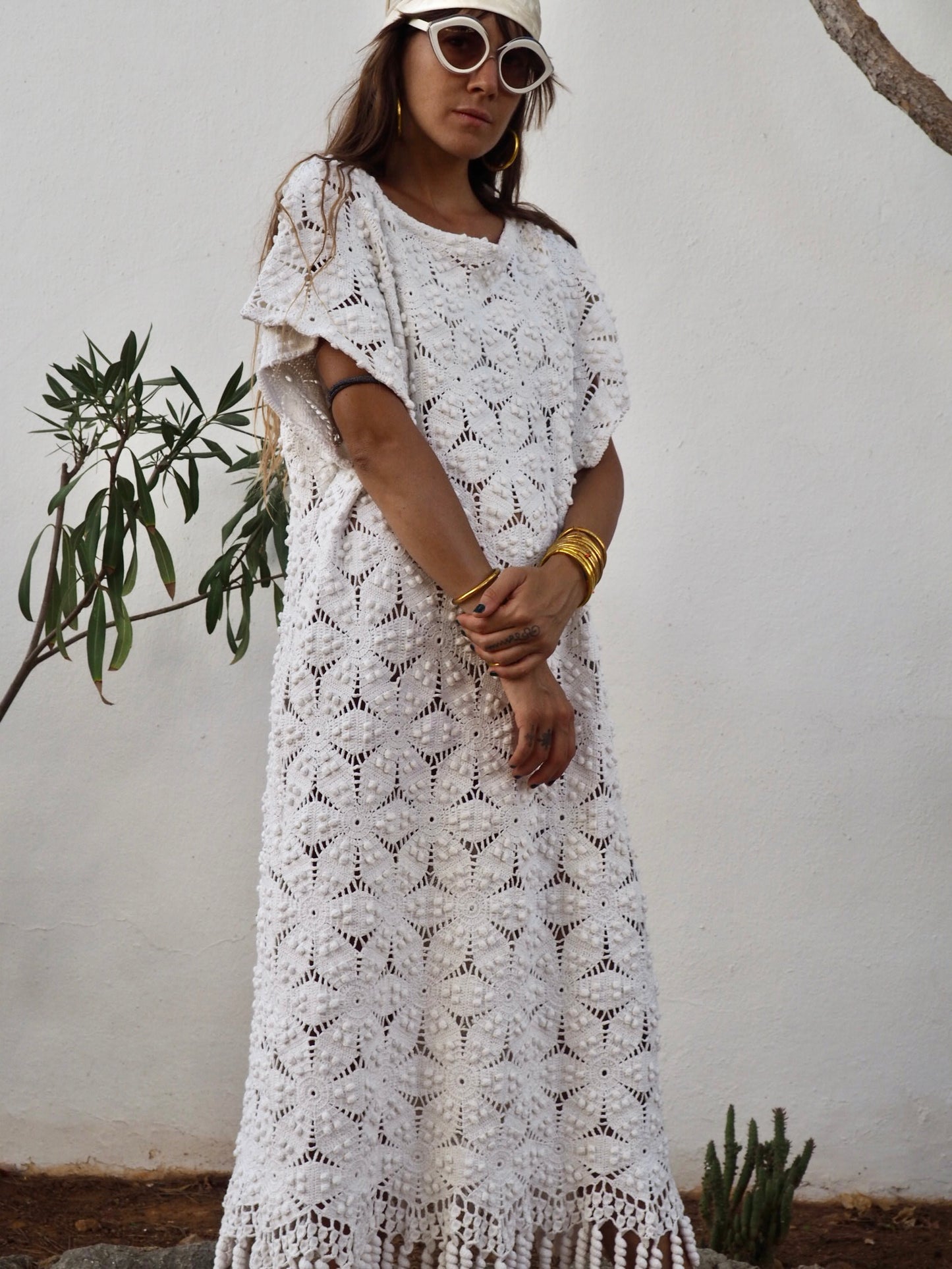 Amazing one off a kind white vintage crochet dress up-cycled by Vagabond Ibiza