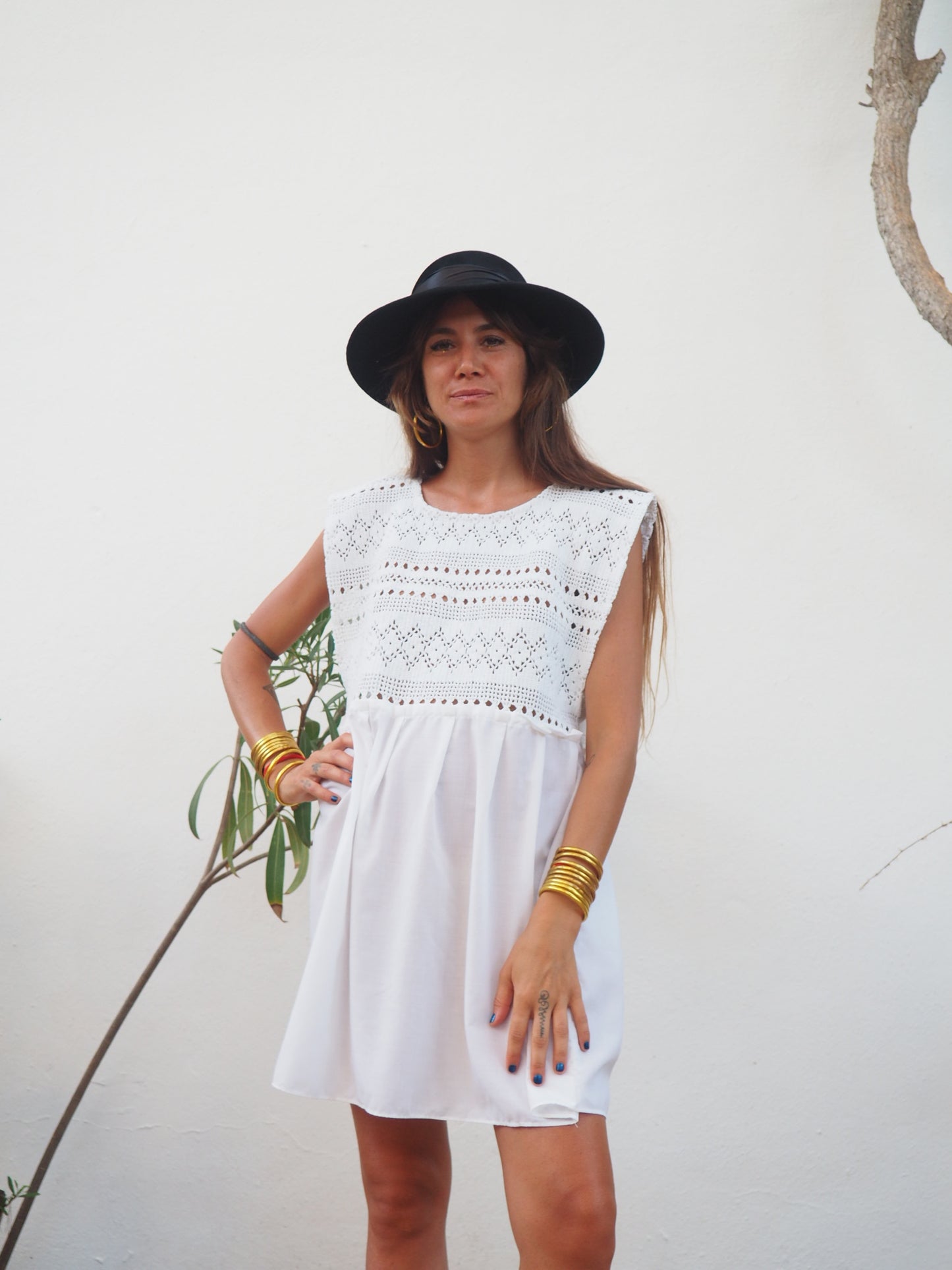 Amazing one off a kind white vintage crochet dress up-cycled by Vagabond Ibiza
