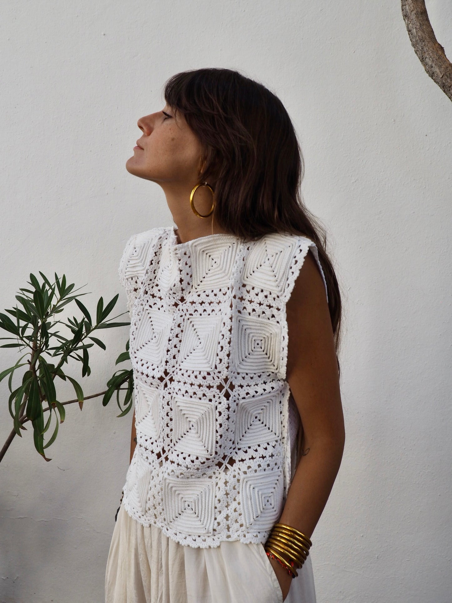 Amazing one off a kind white vintage crochet lace top up-cycled by Vagabond Ibiza