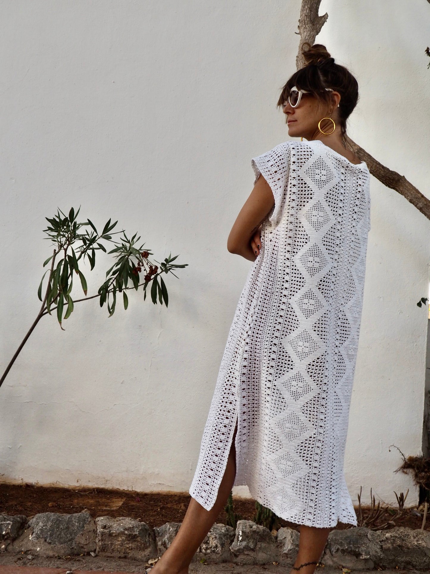 Amazing one off a kind white vintage crochet dress up-cycled by Vagabond Ibiza