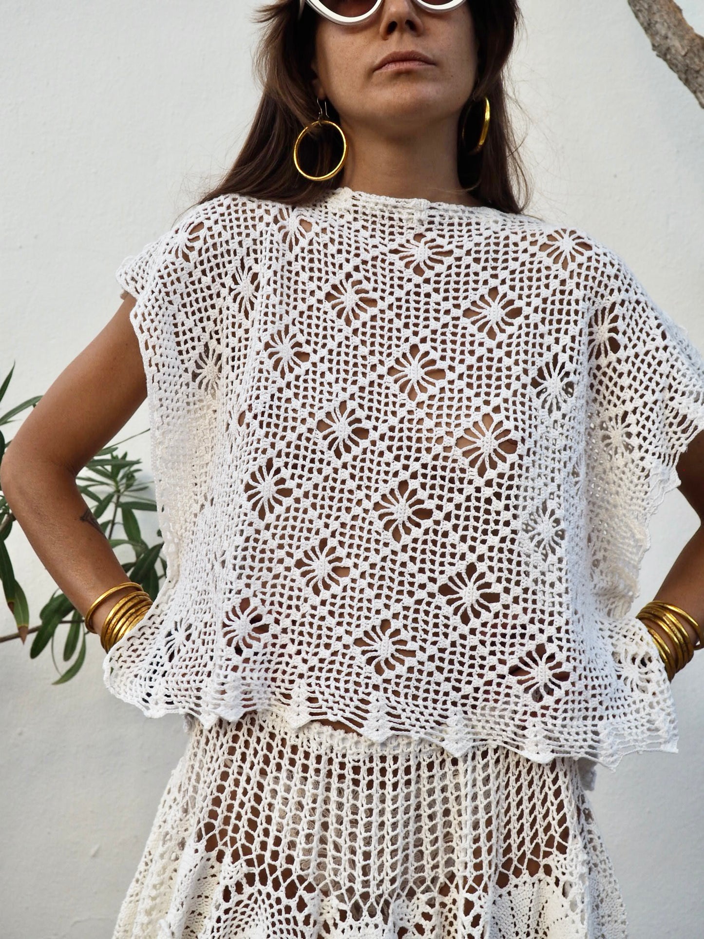 Amazing one off a kind white vintage crochet lace top up-cycled by Vagabond Ibiza