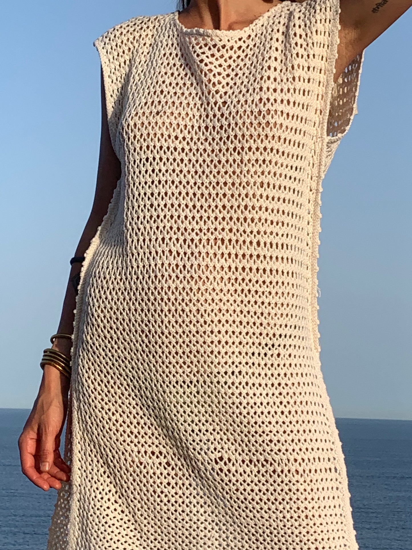 Vintage lace crochet textiles up-cycled dress by Vagabond Ibiza