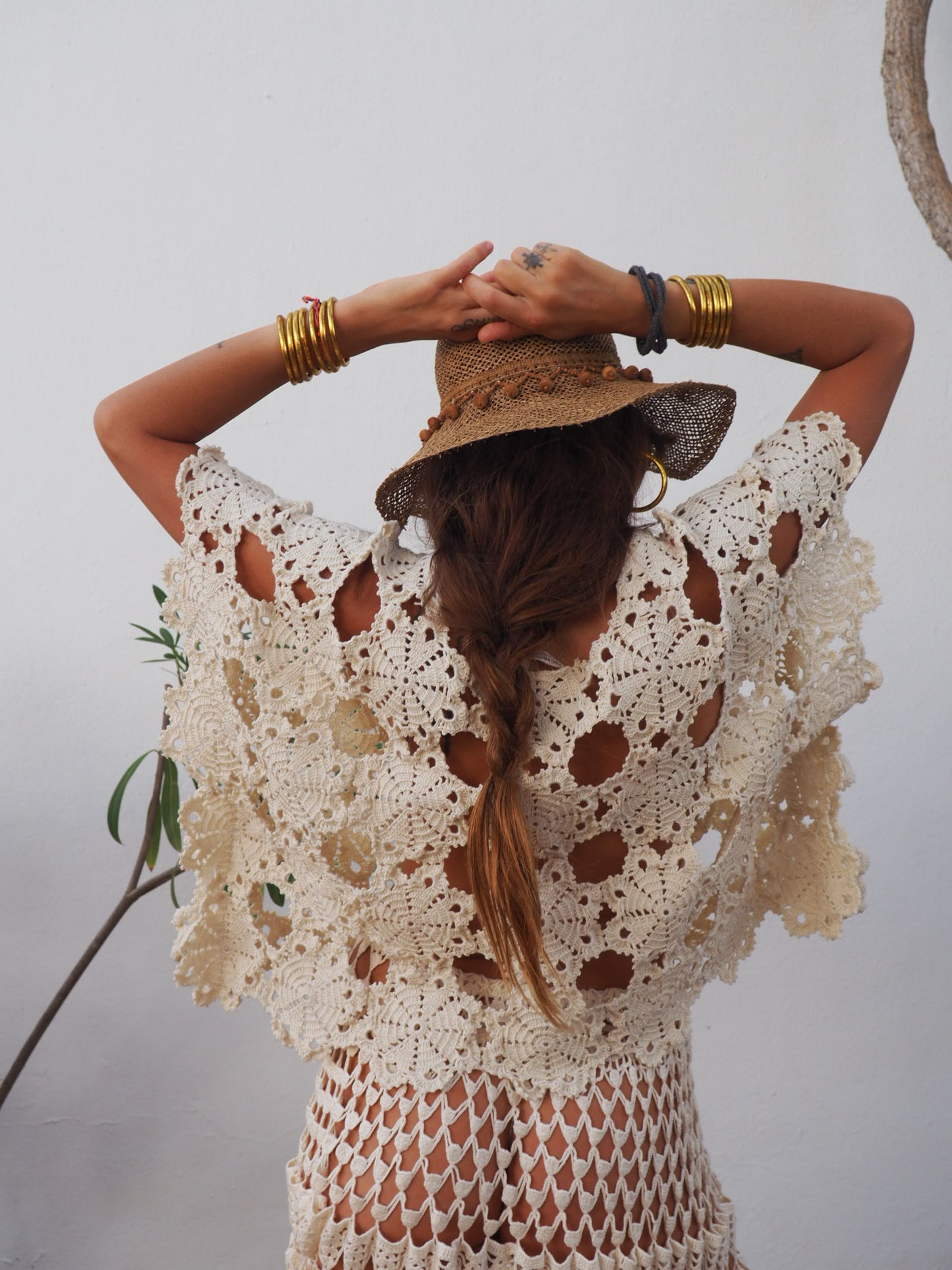 Amazing one of a kind cream vintage crochet lace top up-cycled by Vagabond Ibiza