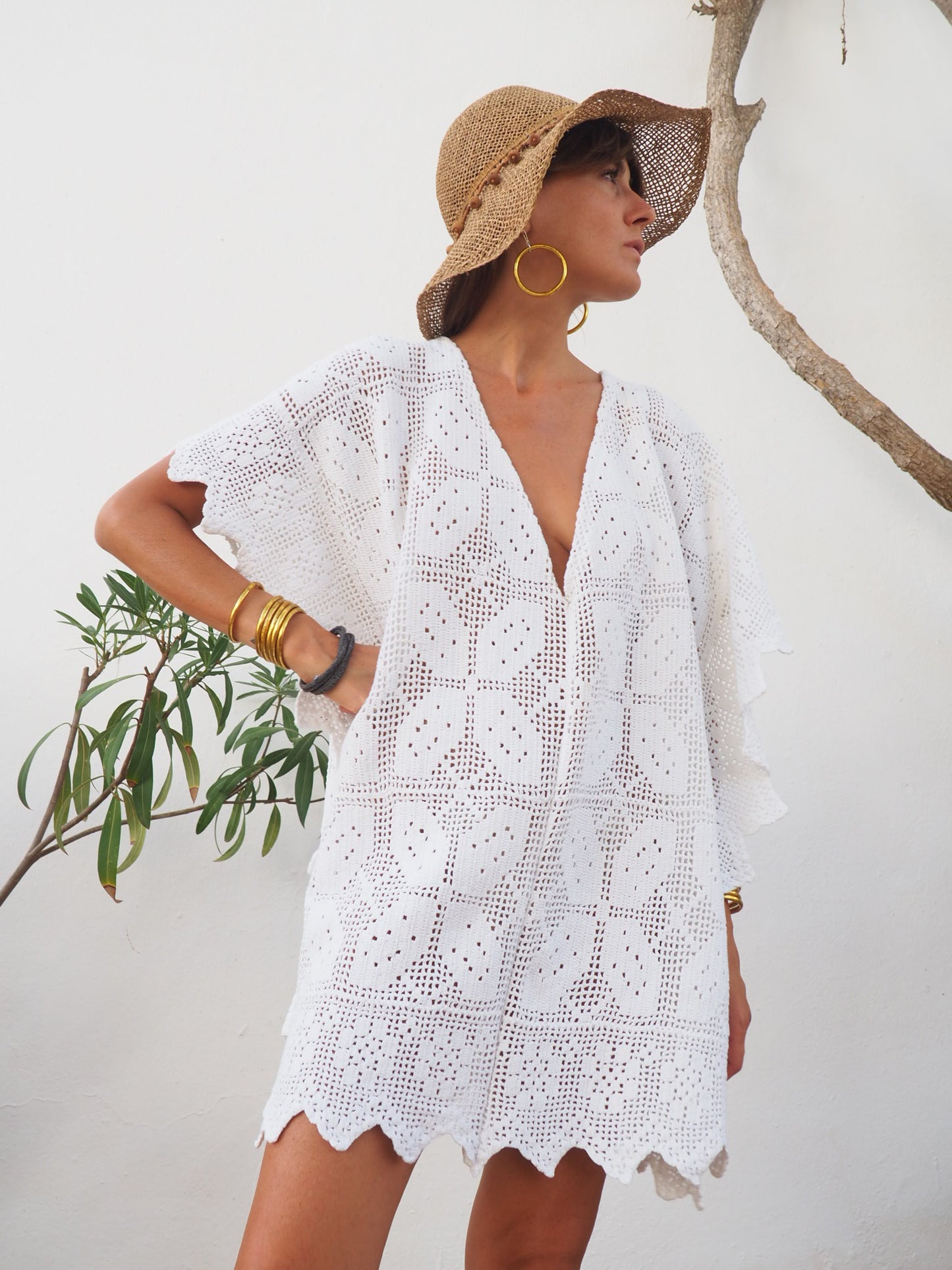 Amazing one off a kind white vintage crochet dress up-cycled by Vagabond Ibiza