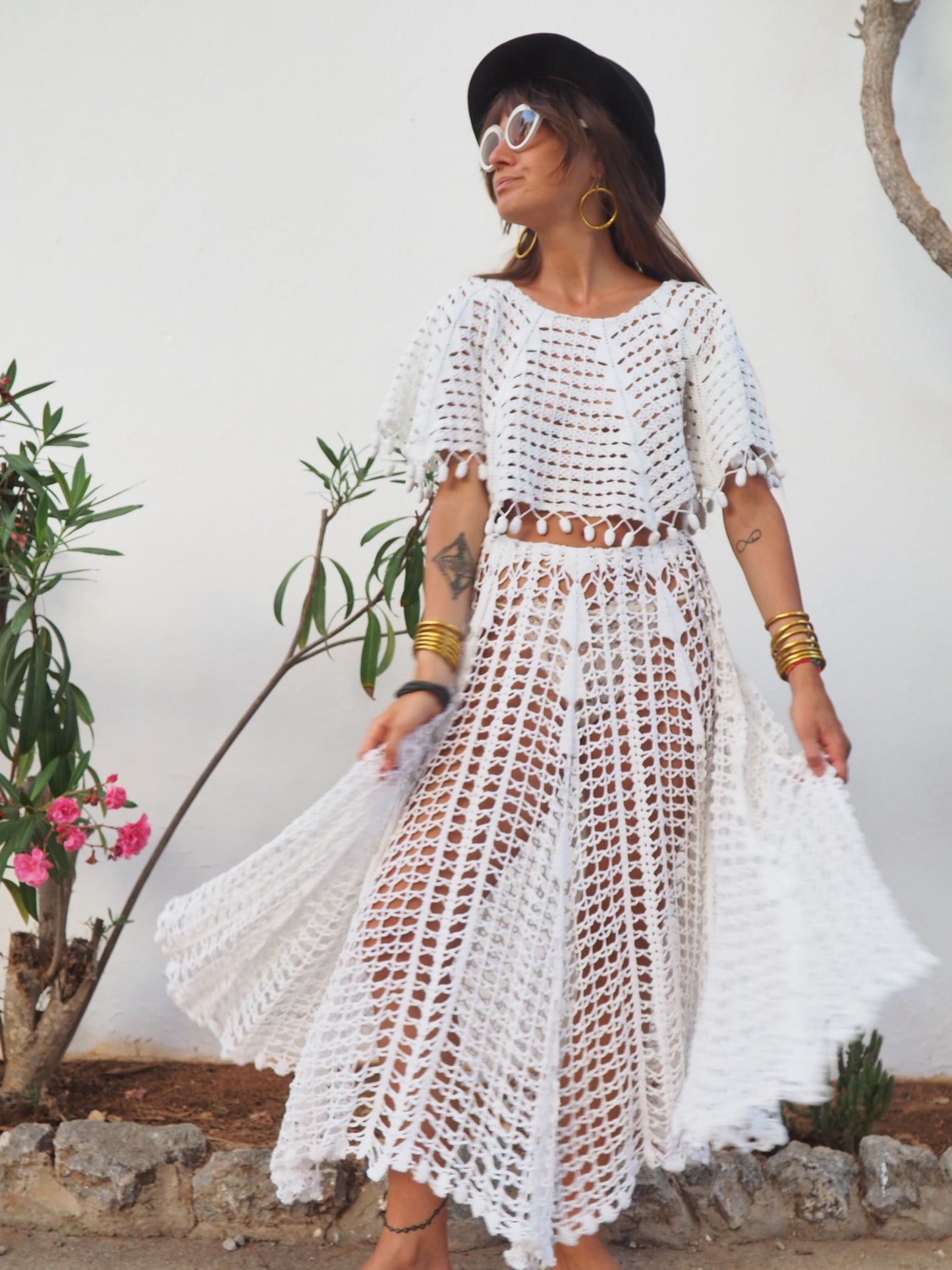 Amazing one off a kind white vintage crochet lace top up-cycled by Vagabond Ibiza