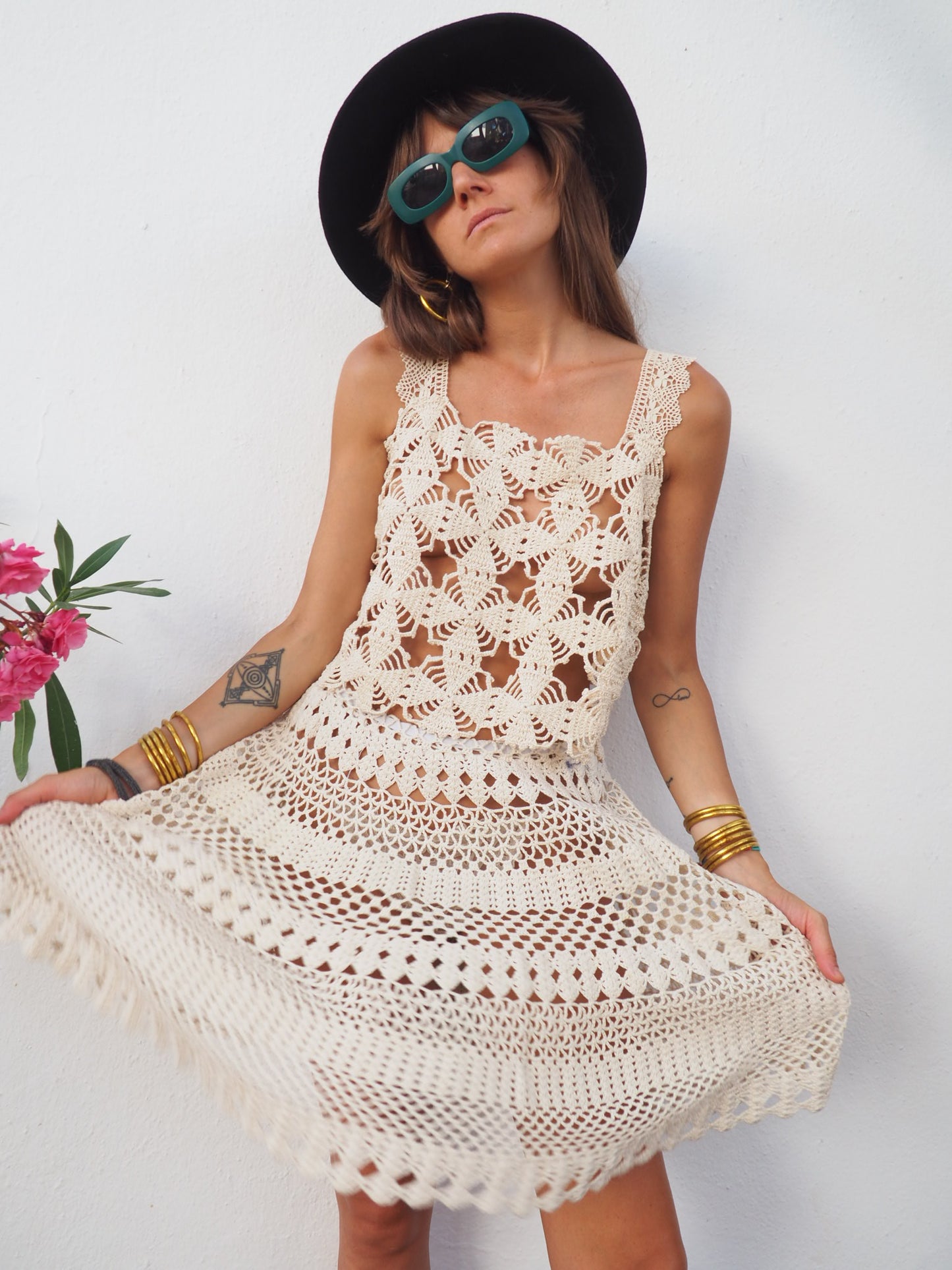 Amazing one of a kind cream vintage crochet lace top up-cycled by Vagabond Ibiza