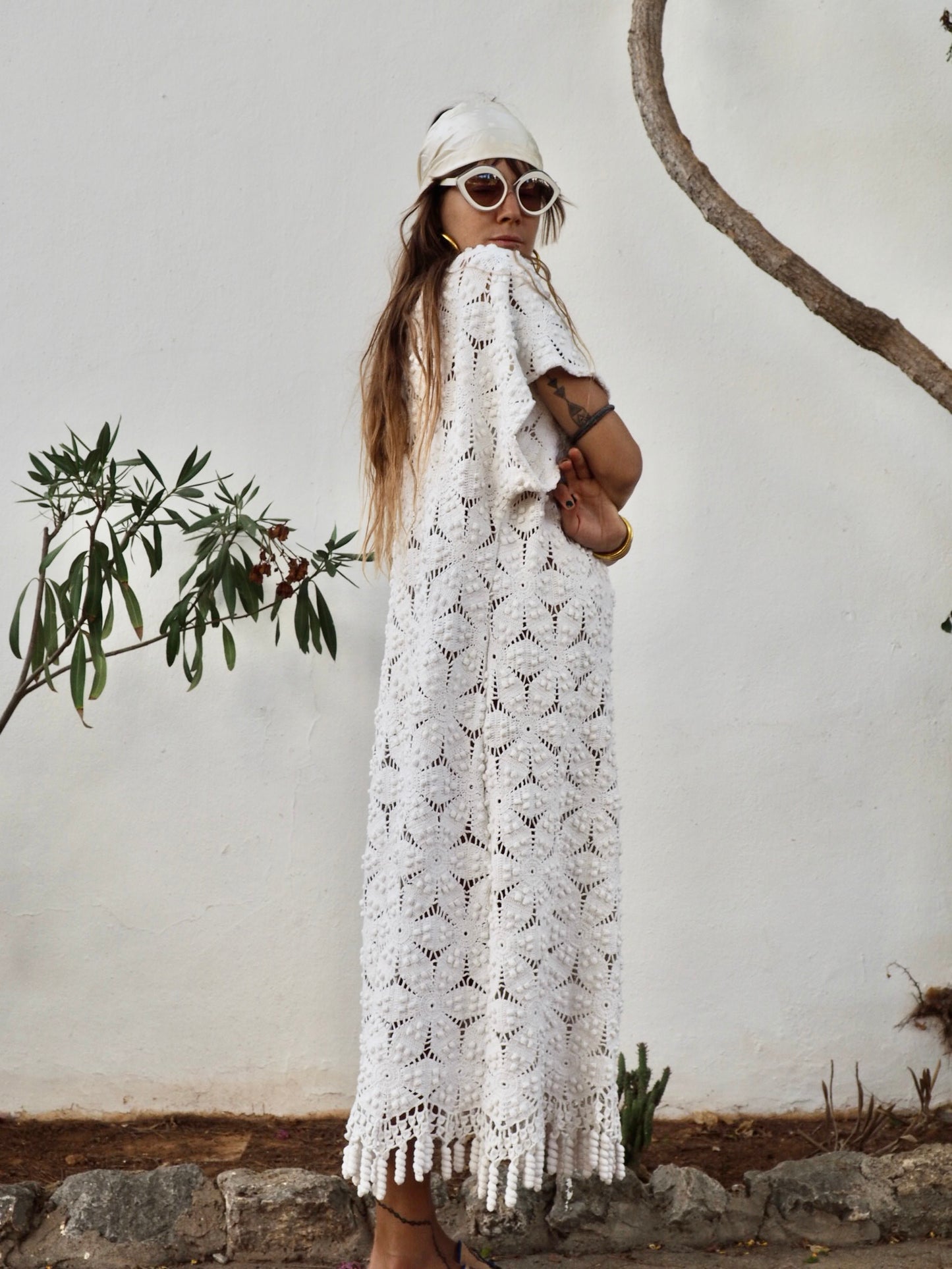 Amazing one off a kind white vintage crochet dress up-cycled by Vagabond Ibiza