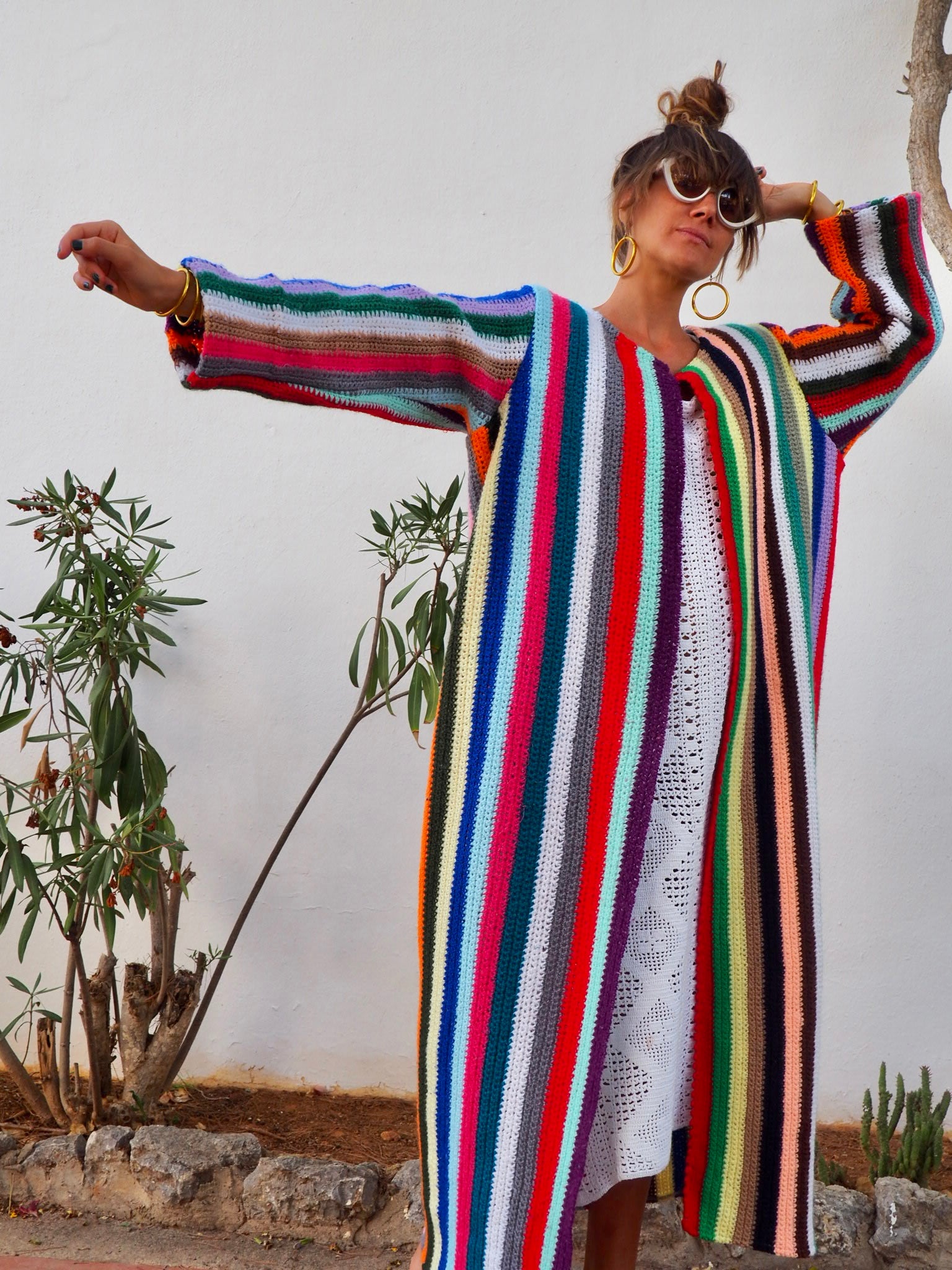 Amazing vintage 1970’s wool striped rainbow jacket up-cycled