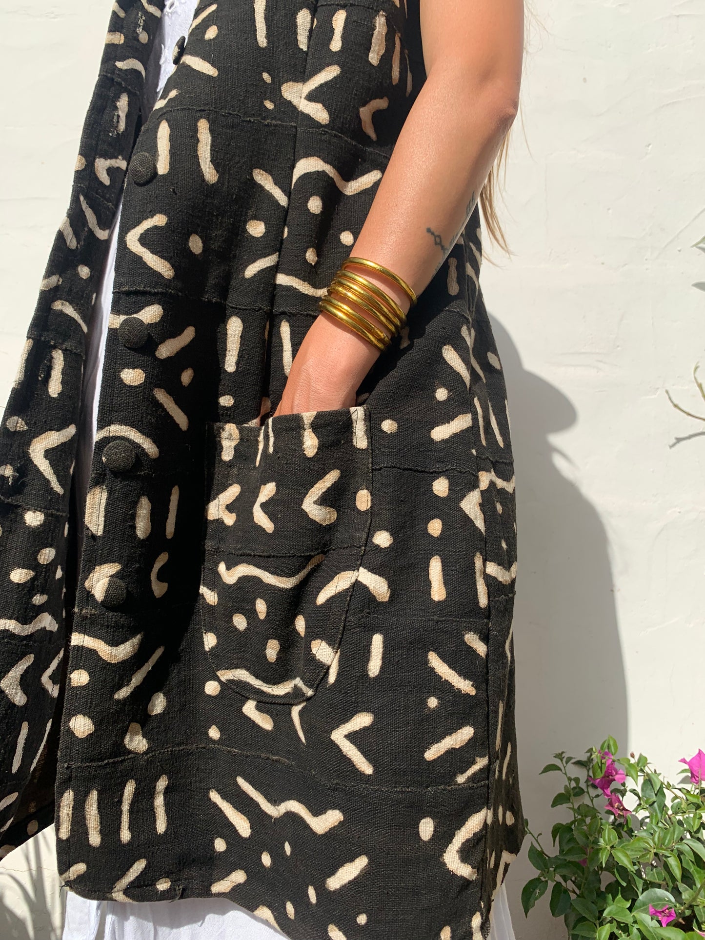 Vintage Mail African mud print waistcoat/dress