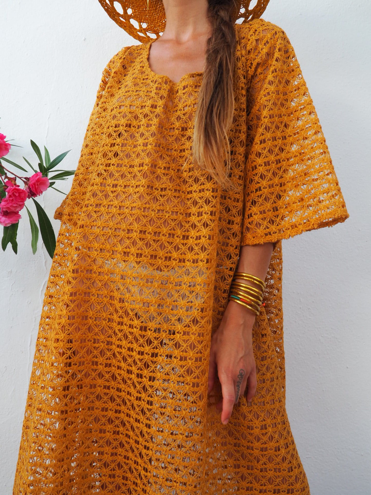 Vintage textiles up-cycled over side dress by Vagabond Ibiza