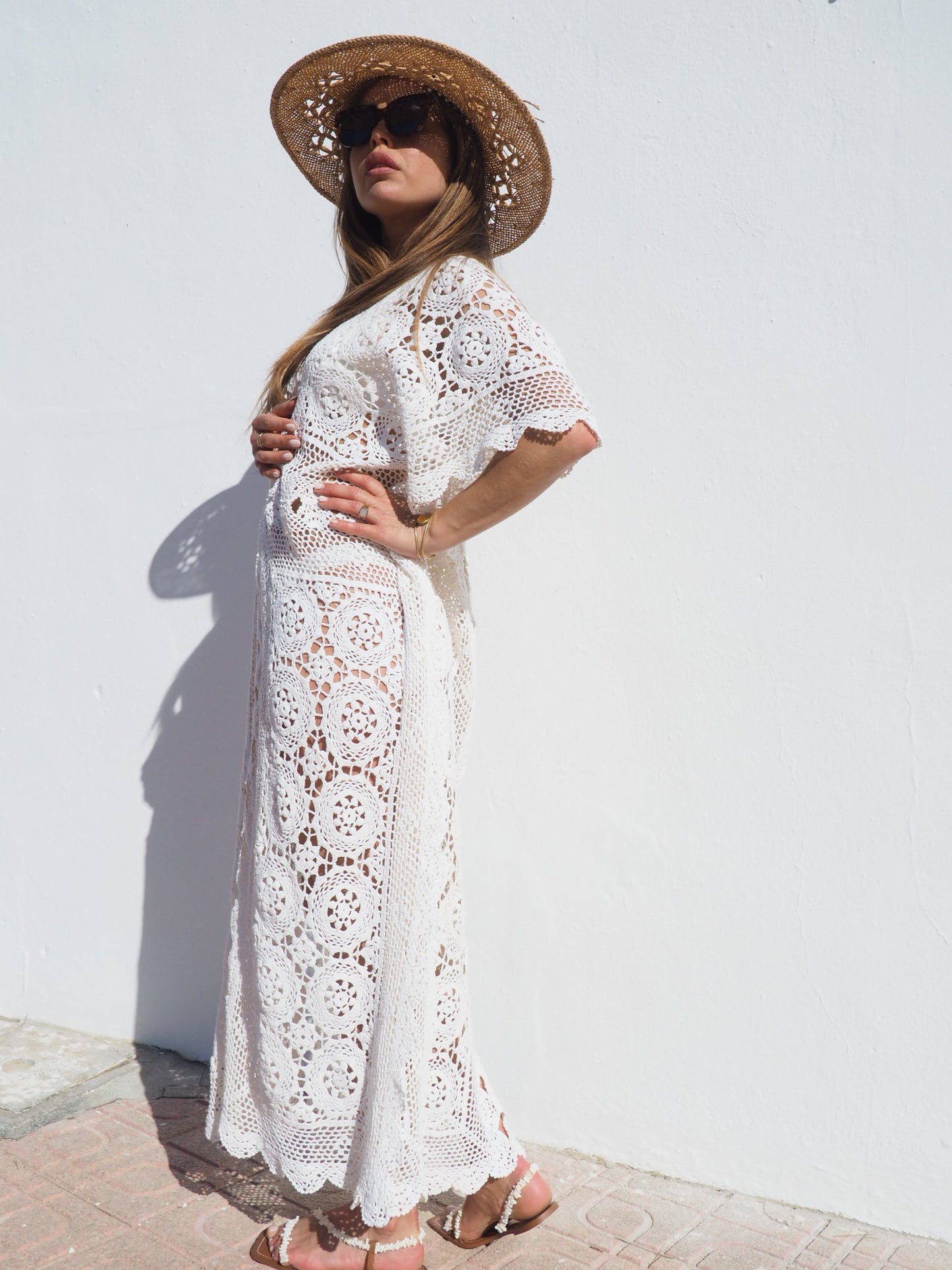 Very cool oversized beach dress hand made crochet up-cycled by Vagabond Ibiza.