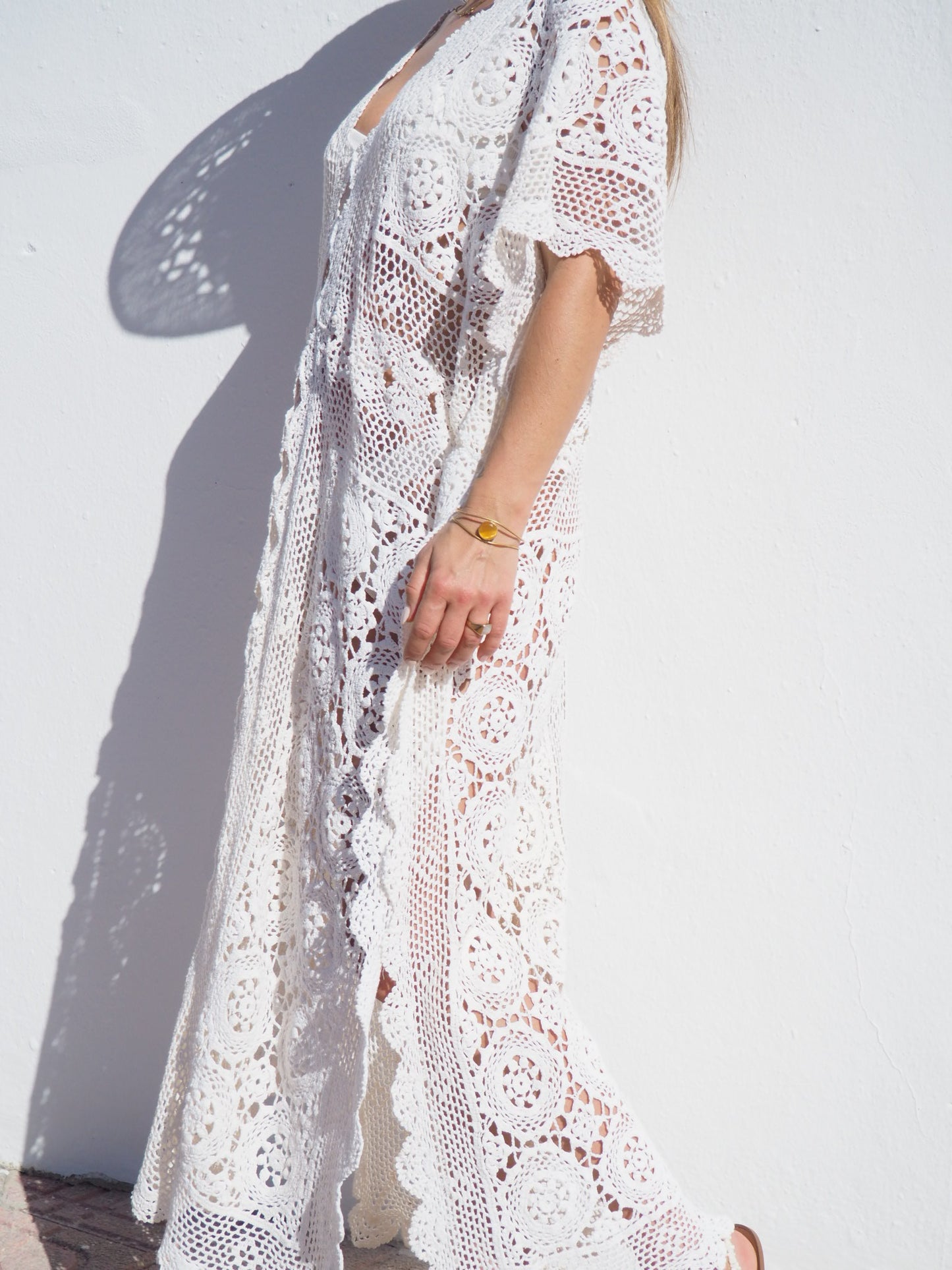 Very cool oversized beach dress hand made crochet up-cycled by Vagabond Ibiza.