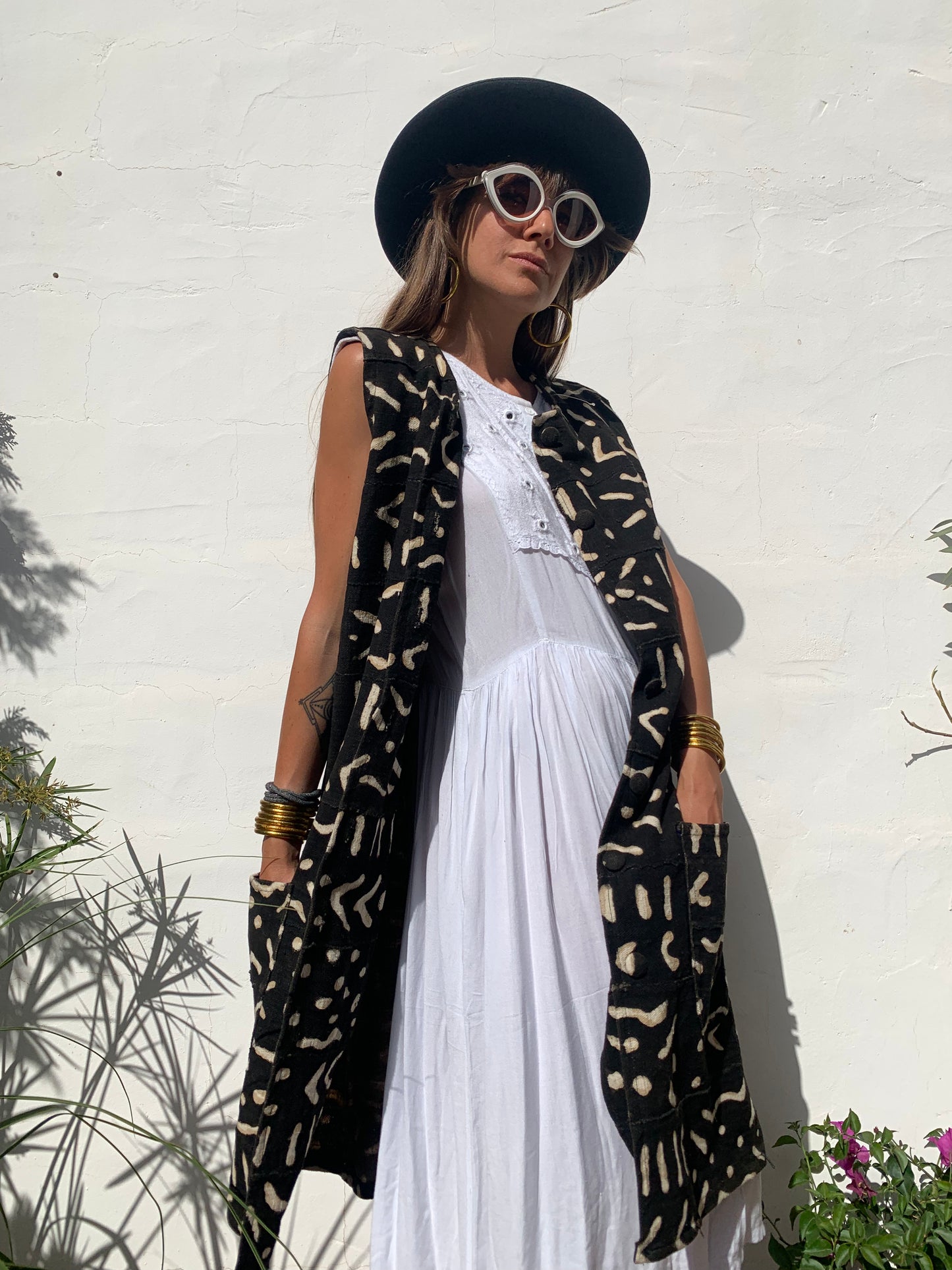 Vintage Mail African mud print waistcoat/dress