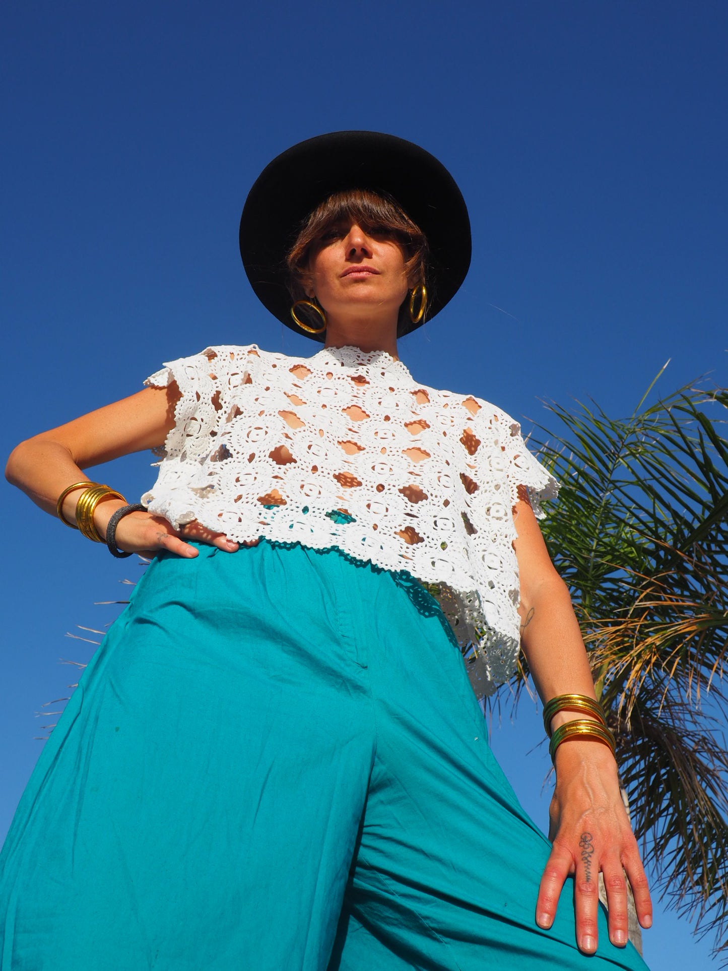 Antique vintage lace crochet up-cycled top by Vagabond Ibiza