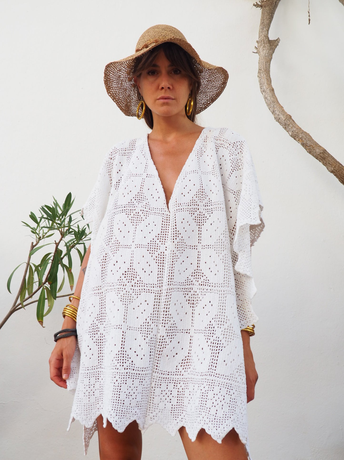 Amazing one off a kind white vintage crochet dress up-cycled by Vagabond Ibiza