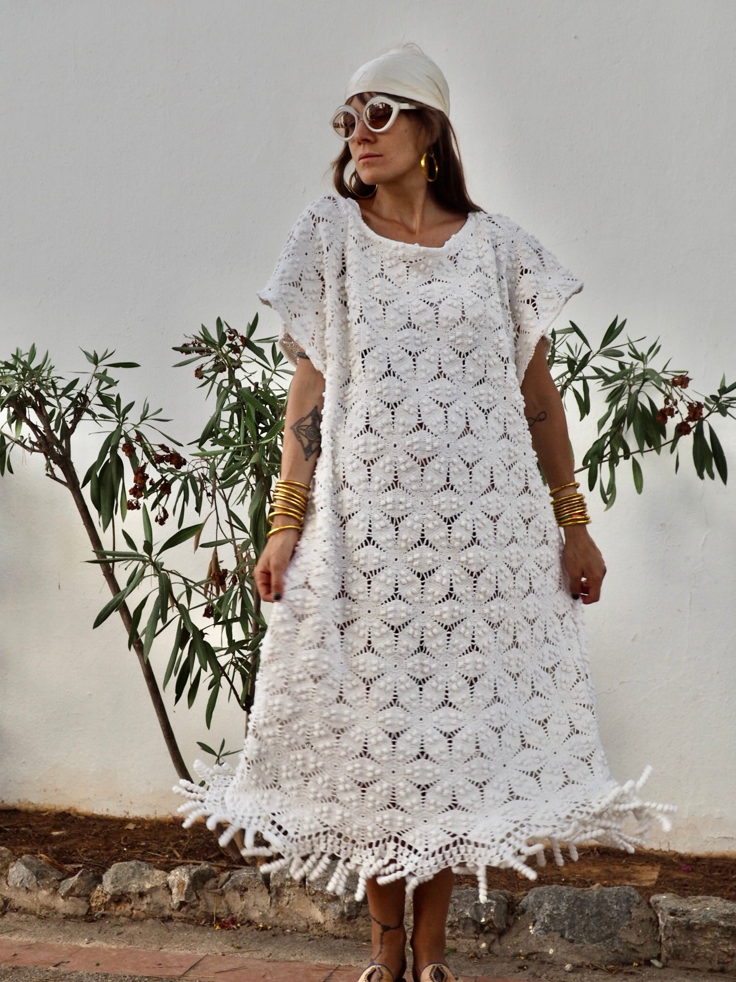 Amazing one off a kind white vintage crochet dress up-cycled by Vagabond Ibiza