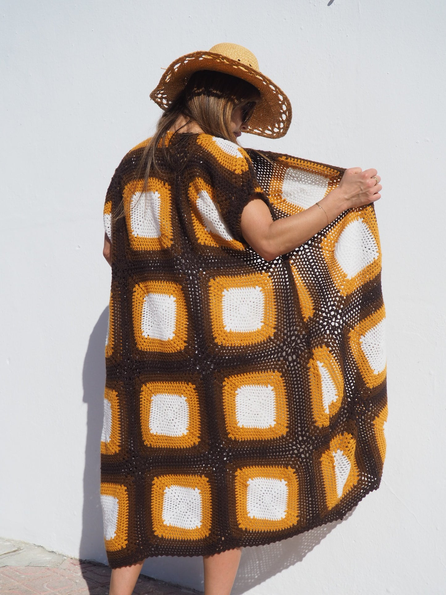 Vintage Super Cool Granny 1970’s Crochet Blanket Jacket Up-cycled