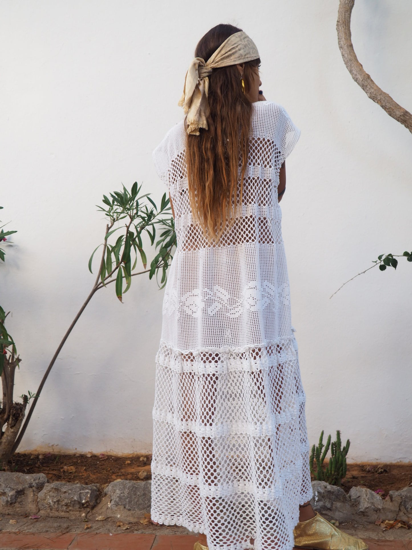 Amazing one off a kind white vintage crochet dress up-cycled by Vagabond Ibiza