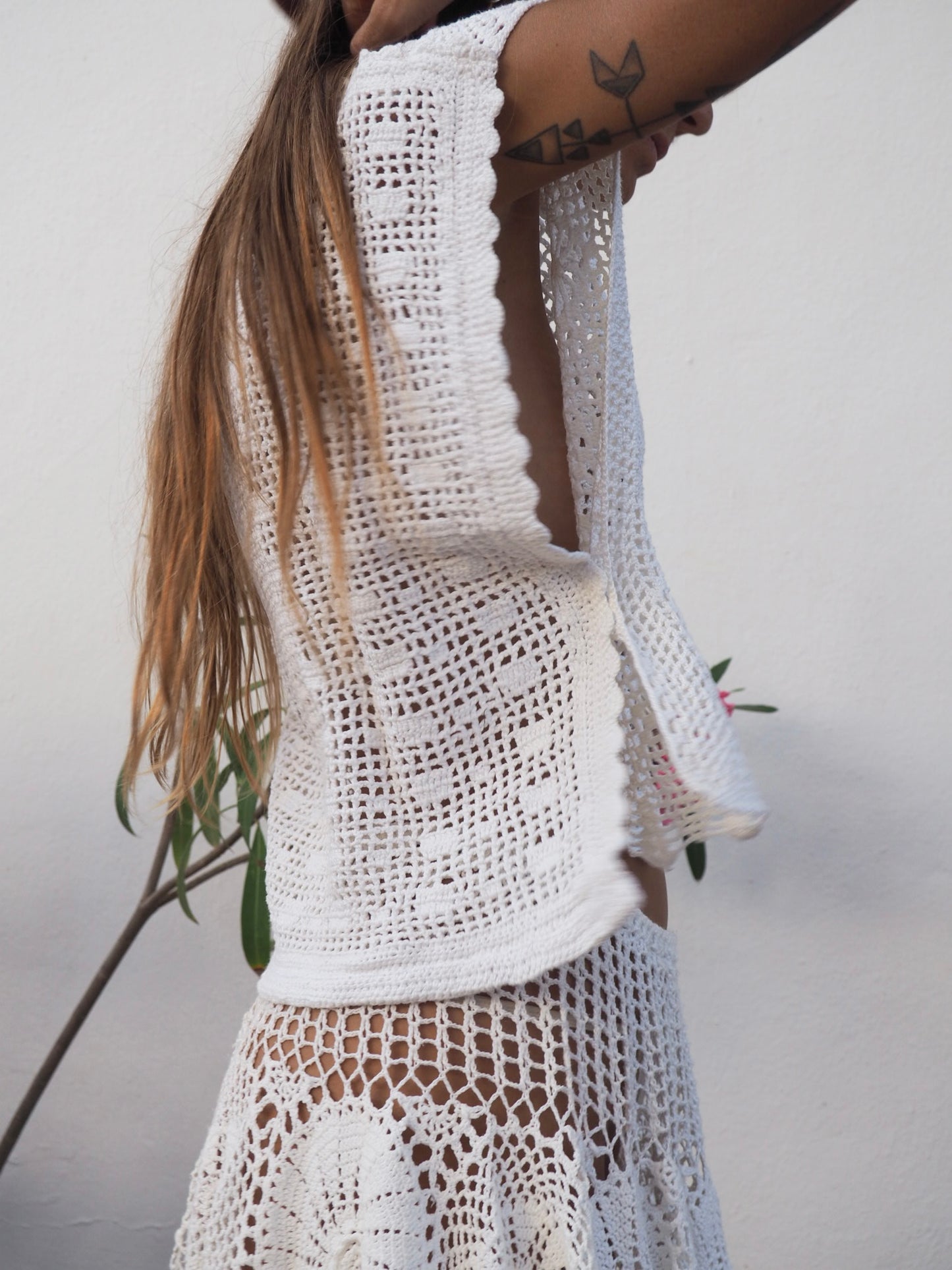 Amazing one off a kind white vintage crochet lace top up-cycled by Vagabond Ibiza