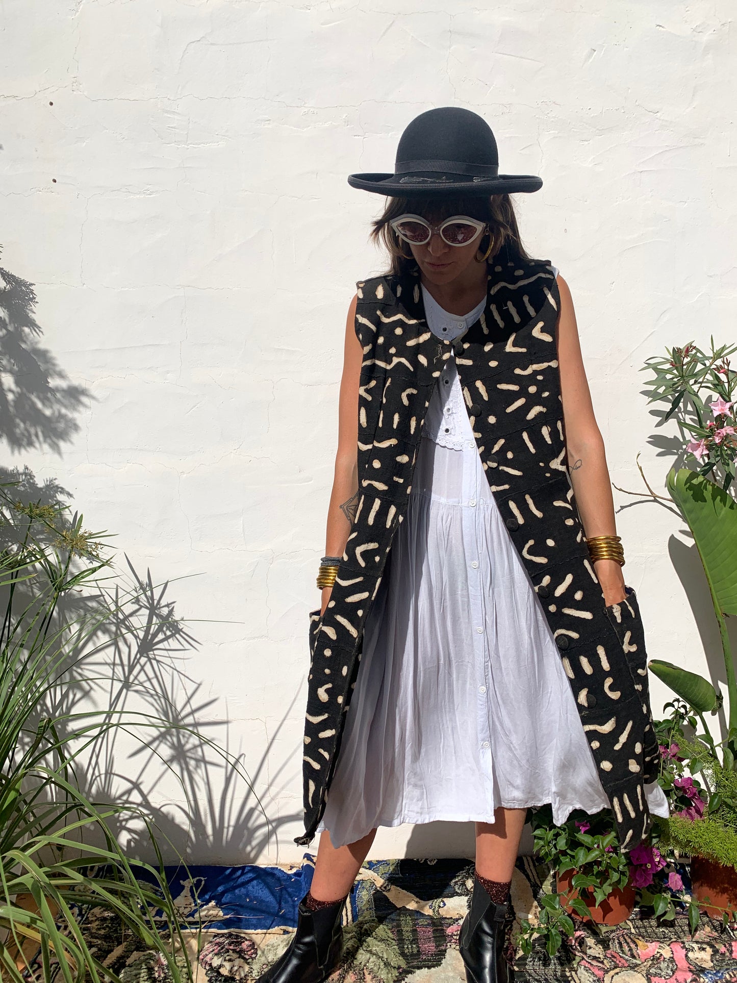 Vintage Mail African mud print waistcoat/dress