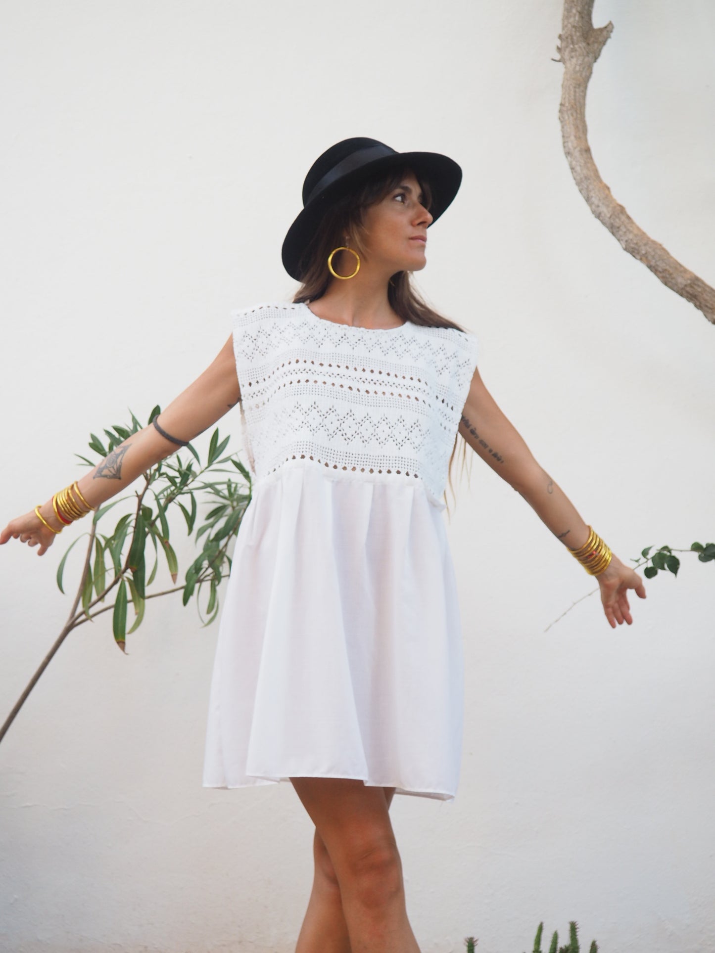 Amazing one off a kind white vintage crochet dress up-cycled by Vagabond Ibiza