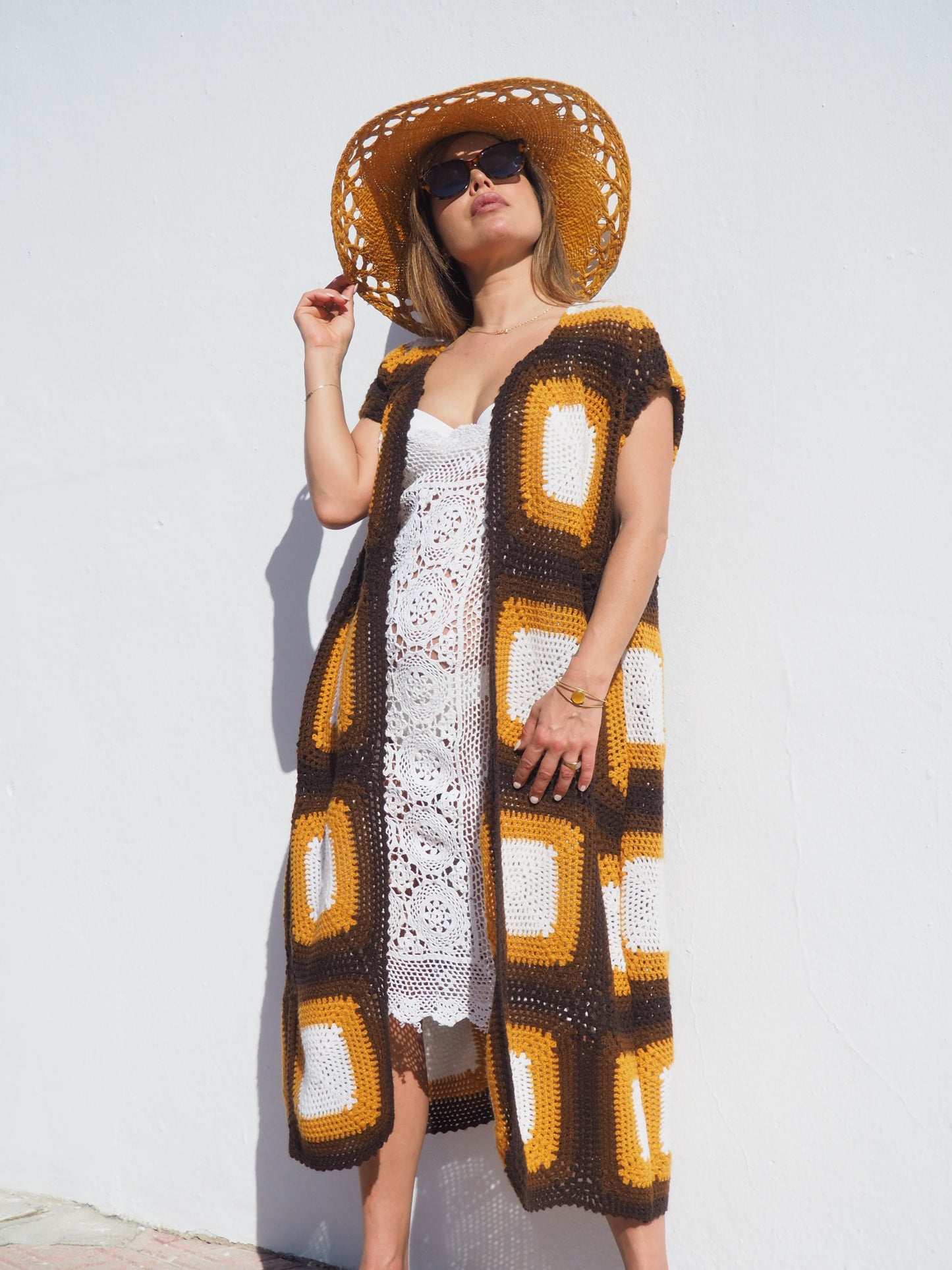 Vintage Super Cool Granny 1970’s Crochet Blanket Jacket Up-cycled