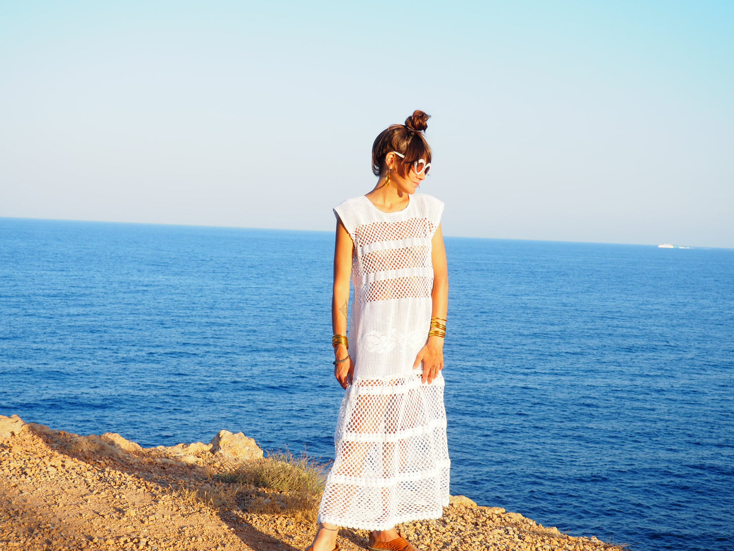 Amazing one off a kind white vintage crochet dress up-cycled by Vagabond Ibiza